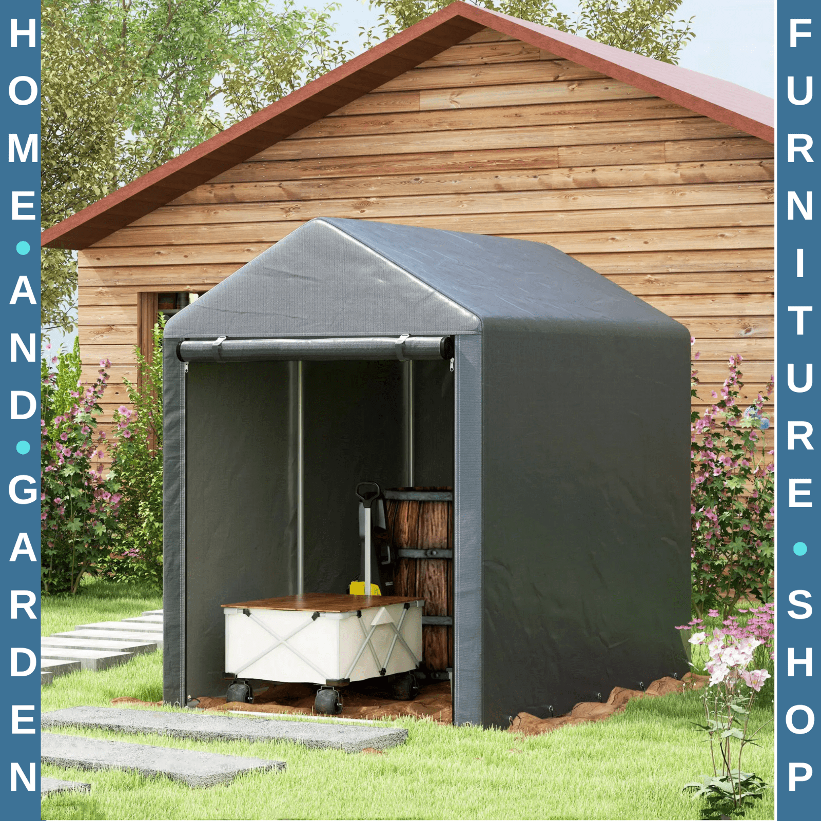 1.2x1.8m Portable Garden Storage Shed Tent for Bike Tools Motorcycle Waterproof - Home and Garden Furniture Shop - rustic - furniture