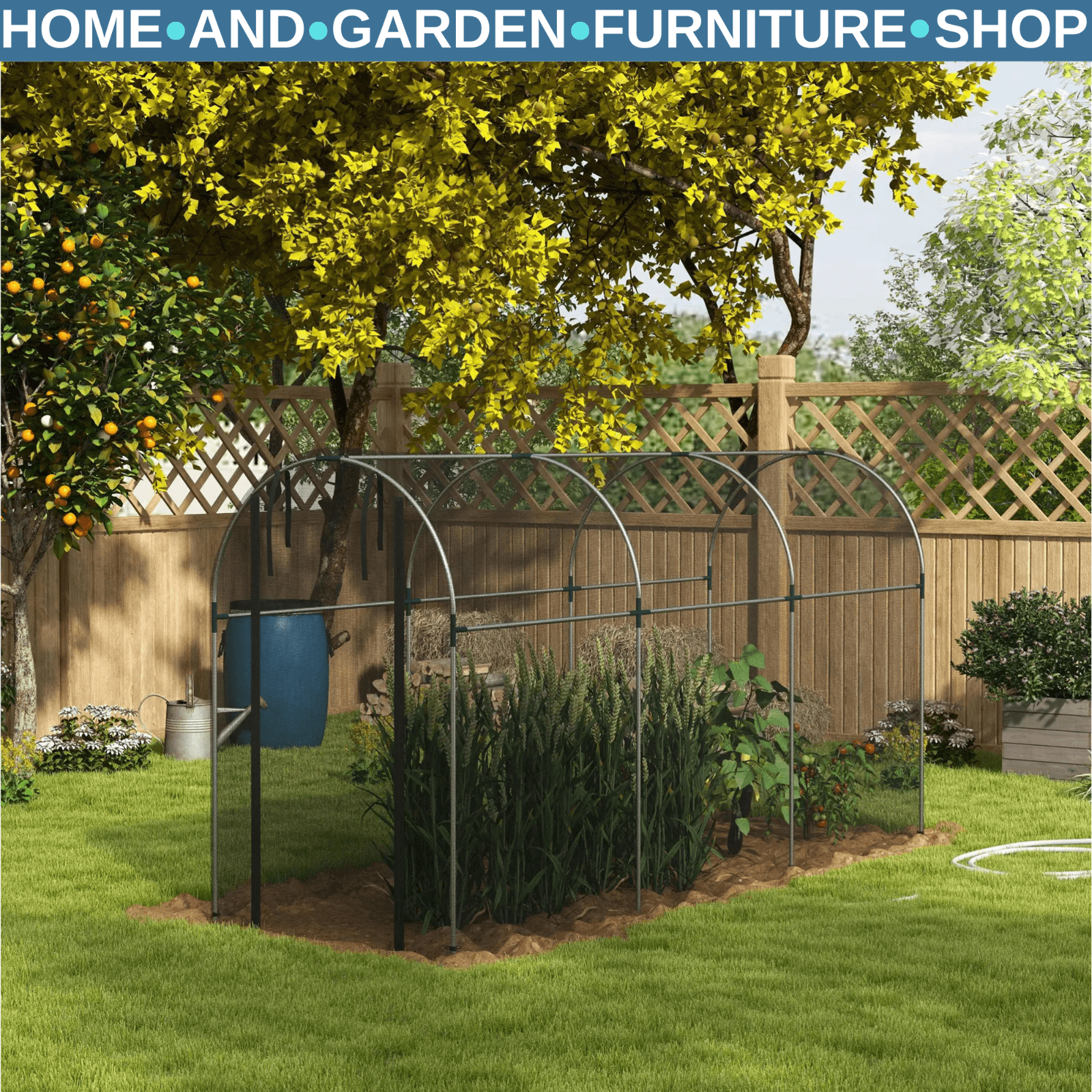 1.2x3.6x1.9m Fruit Cage Tent Galvanised Steel Plant Protection Netting Black - Home and Garden Furniture Shop - rustic - furniture