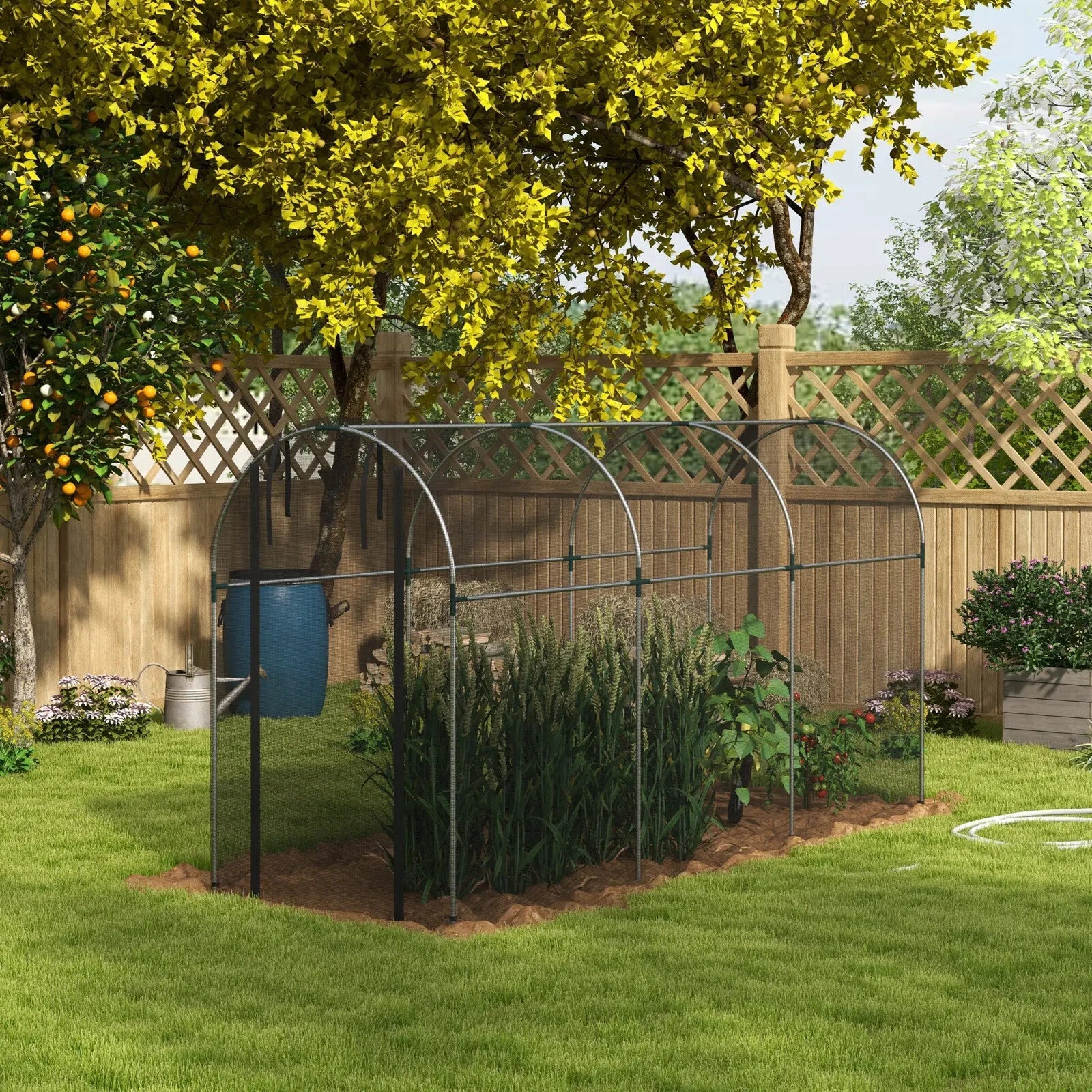 1.2x3.6x1.9m Fruit Cage Tent Galvanised Steel Plant Protection Netting Black - Home and Garden Furniture Shop - rustic - furniture