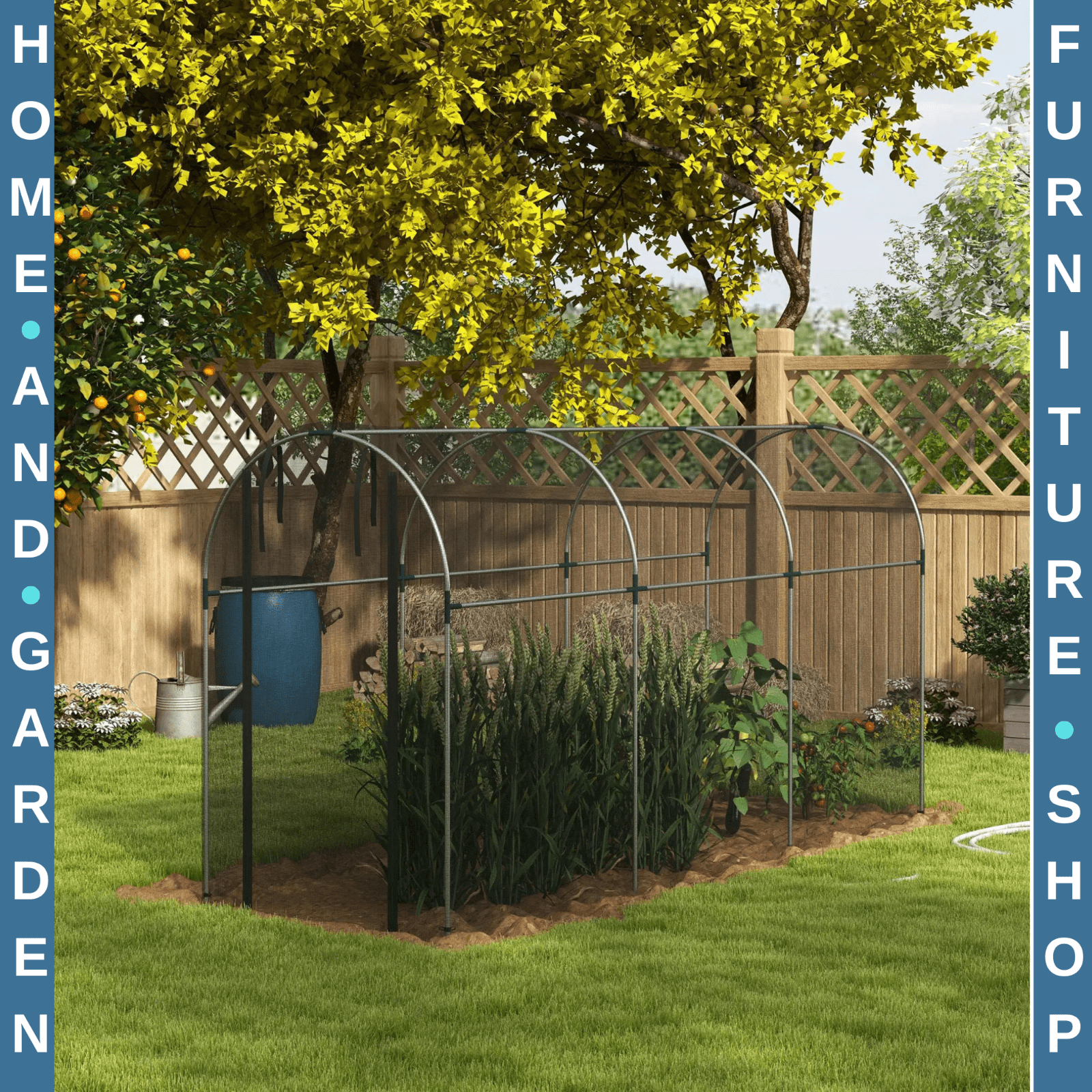 1.2x3.6x1.9m Fruit Cage Tent Galvanised Steel Plant Protection Netting Black - Home and Garden Furniture Shop - rustic - furniture