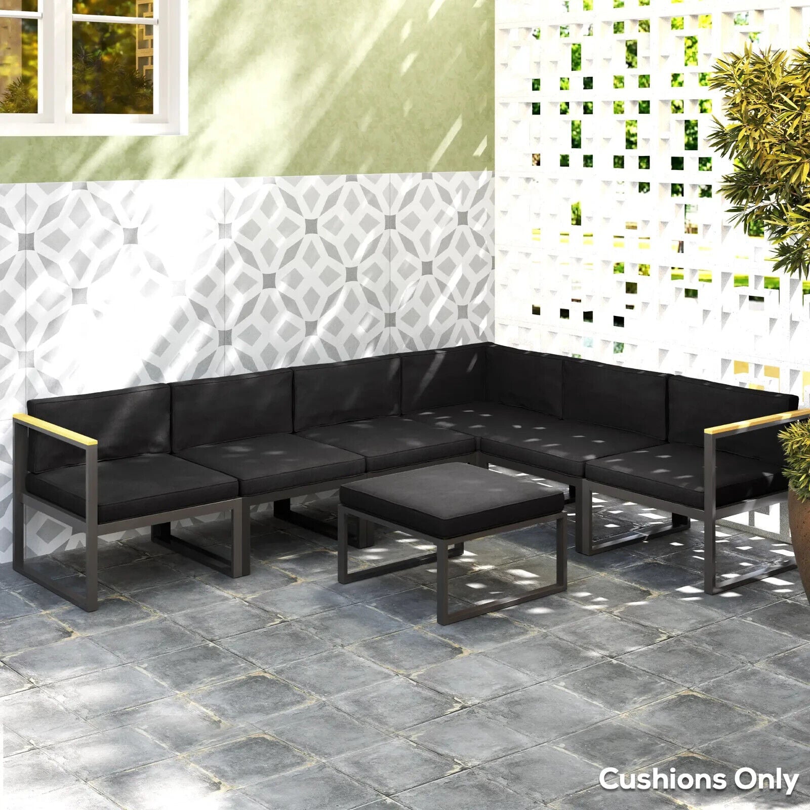 14 Piece Replacement Cushions for Rattan Garden Furniture Outdoor Seat Pad Black - Home and Garden Furniture Shop - #rustic - furniture#