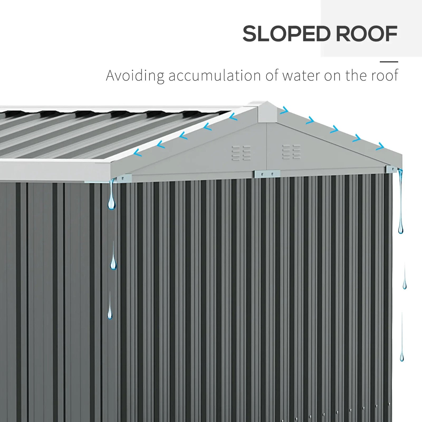 14 x 8ft Outdoor Garden Storage Shed Steel Tool Box w/Lockable Door for Backyard - Home and Garden Furniture Shop - rustic - furniture