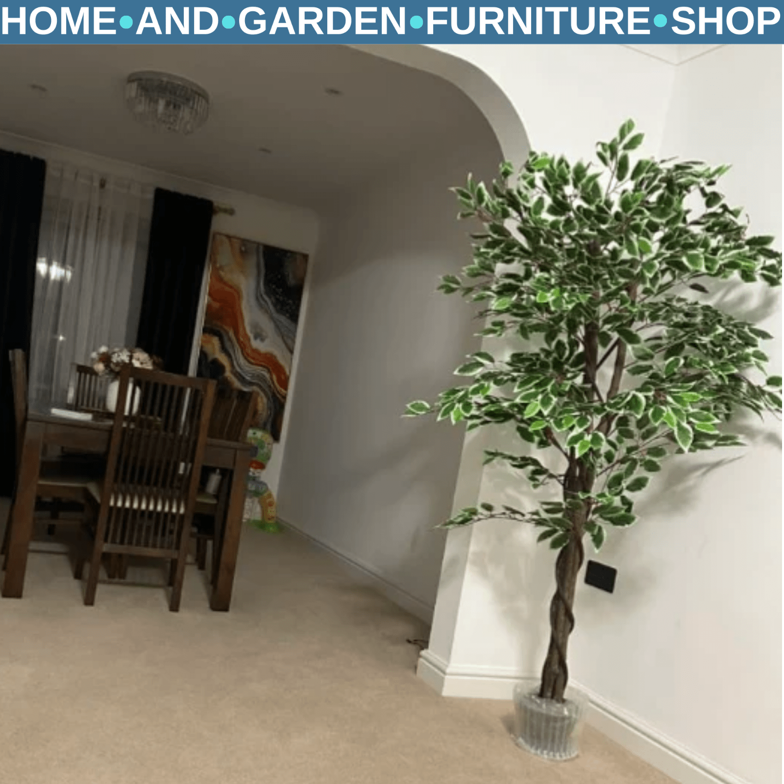 160cm Artificial Ficus Tree in Pot for Indoor Home Lifelike Greenery Decor Green - Home and Garden Furniture Shop - rustic - furniture