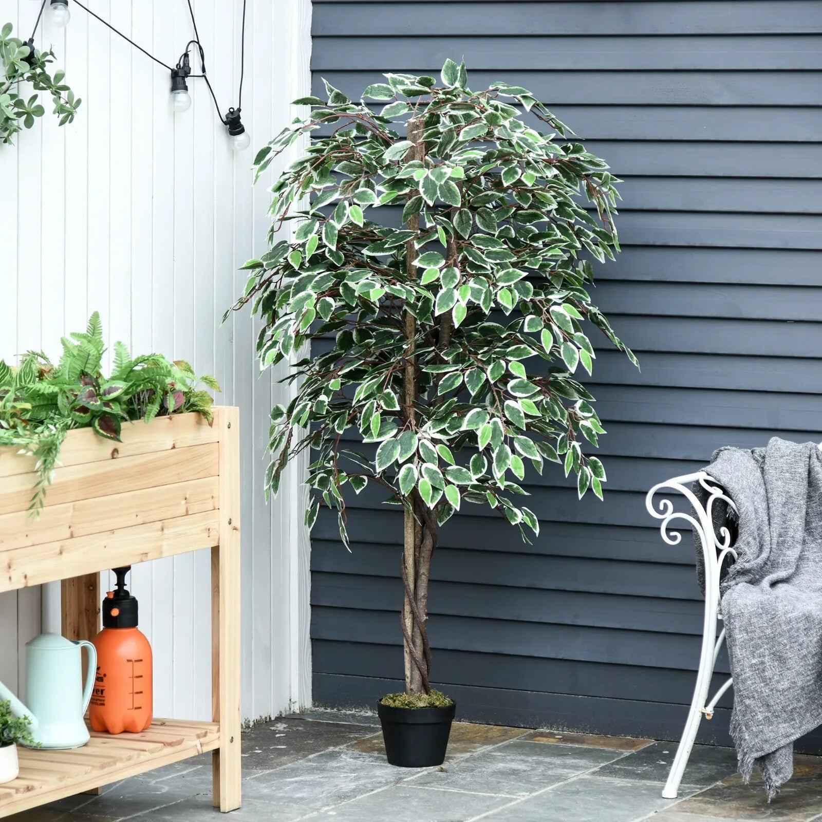 160cm Artificial Ficus Tree in Pot for Indoor Home Lifelike Greenery Decor Green - Home and Garden Furniture Shop - rustic - furniture