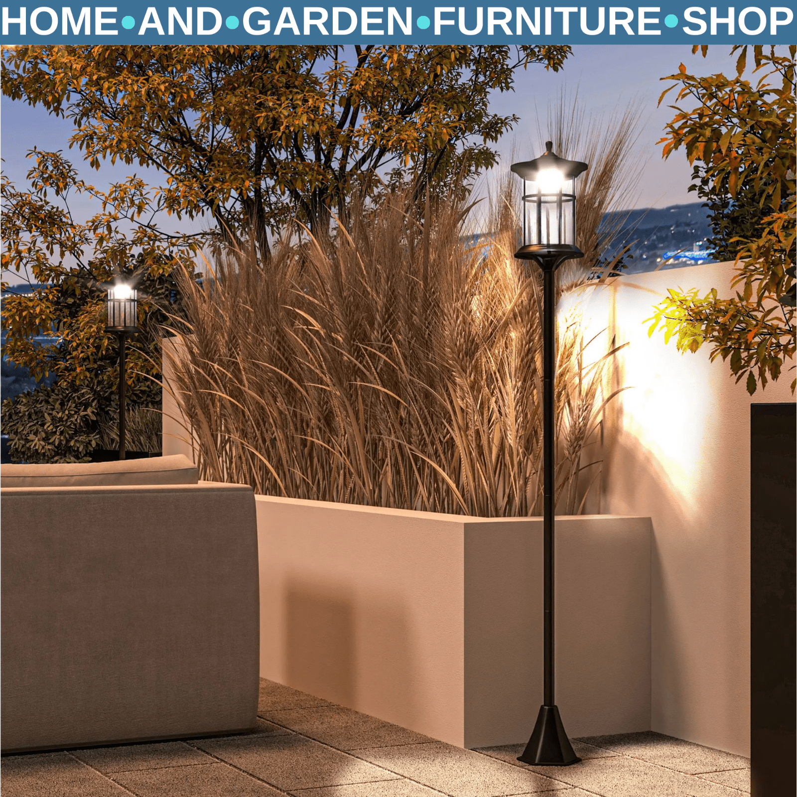 1.8 m LED Garden Lamp Post Solar Lights Waterproof Lighting for Patio Pathway - Home and Garden Furniture Shop - rustic - furniture