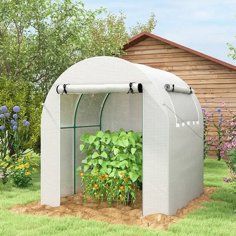 1.8 x 1.8 x 2m Walk In Polytunnel Greenhouse with Roll Up Door Garden Grow House - Home and Garden Furniture Shop - rustic - furniture