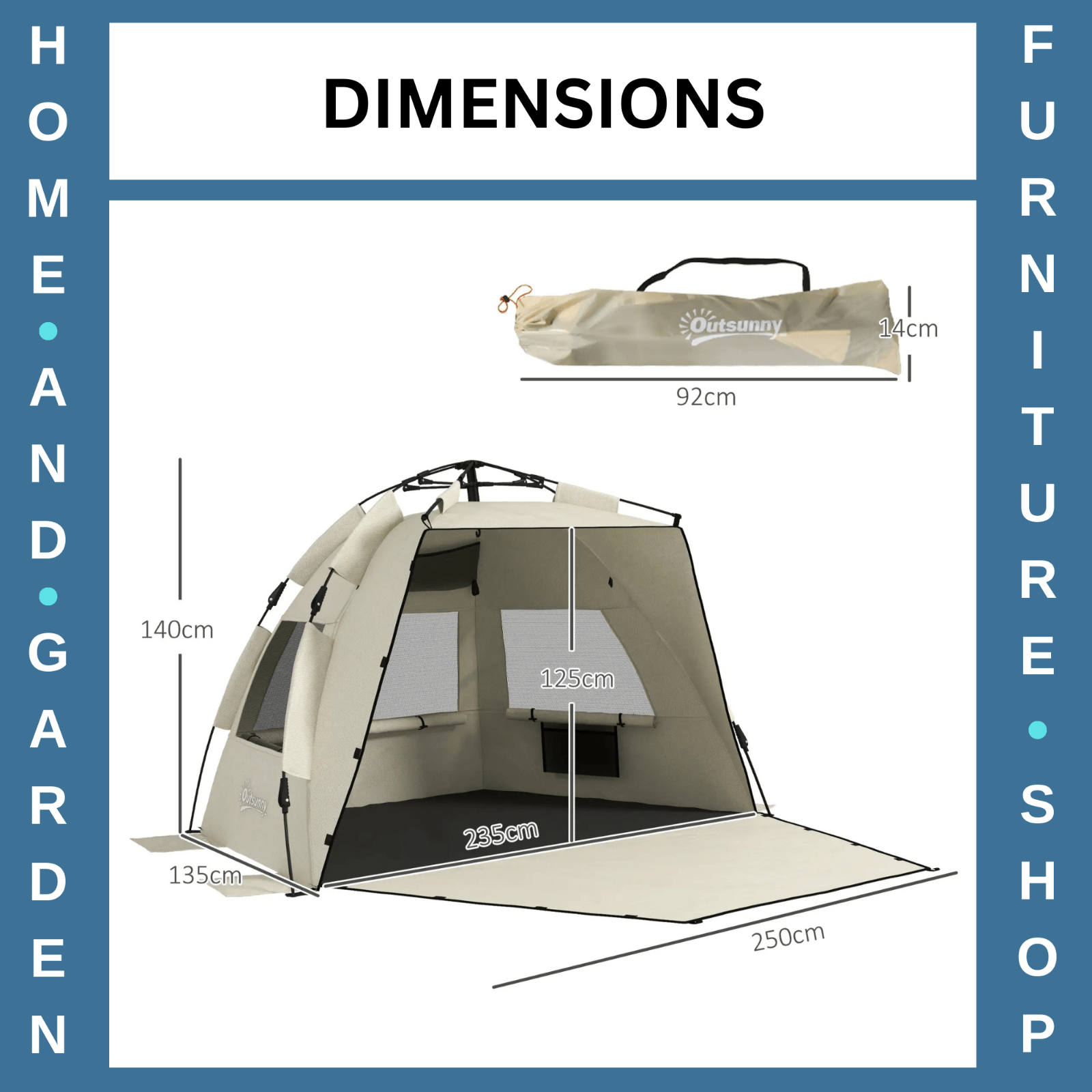 2 - 3 Person Pop Up Beach Tent Sun Shelter with Extended Floor Mesh and Carry Bag - Home and Garden Furniture Shop - rustic - furniture