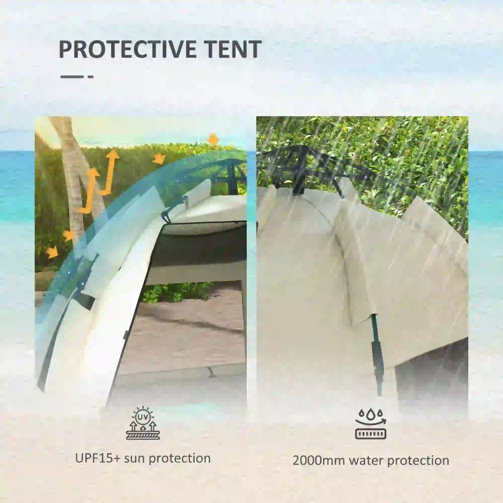 2 - 3 Person Pop Up Beach Tent Sun Shelter with Extended Floor Mesh and Carry Bag - Home and Garden Furniture Shop - rustic - furniture