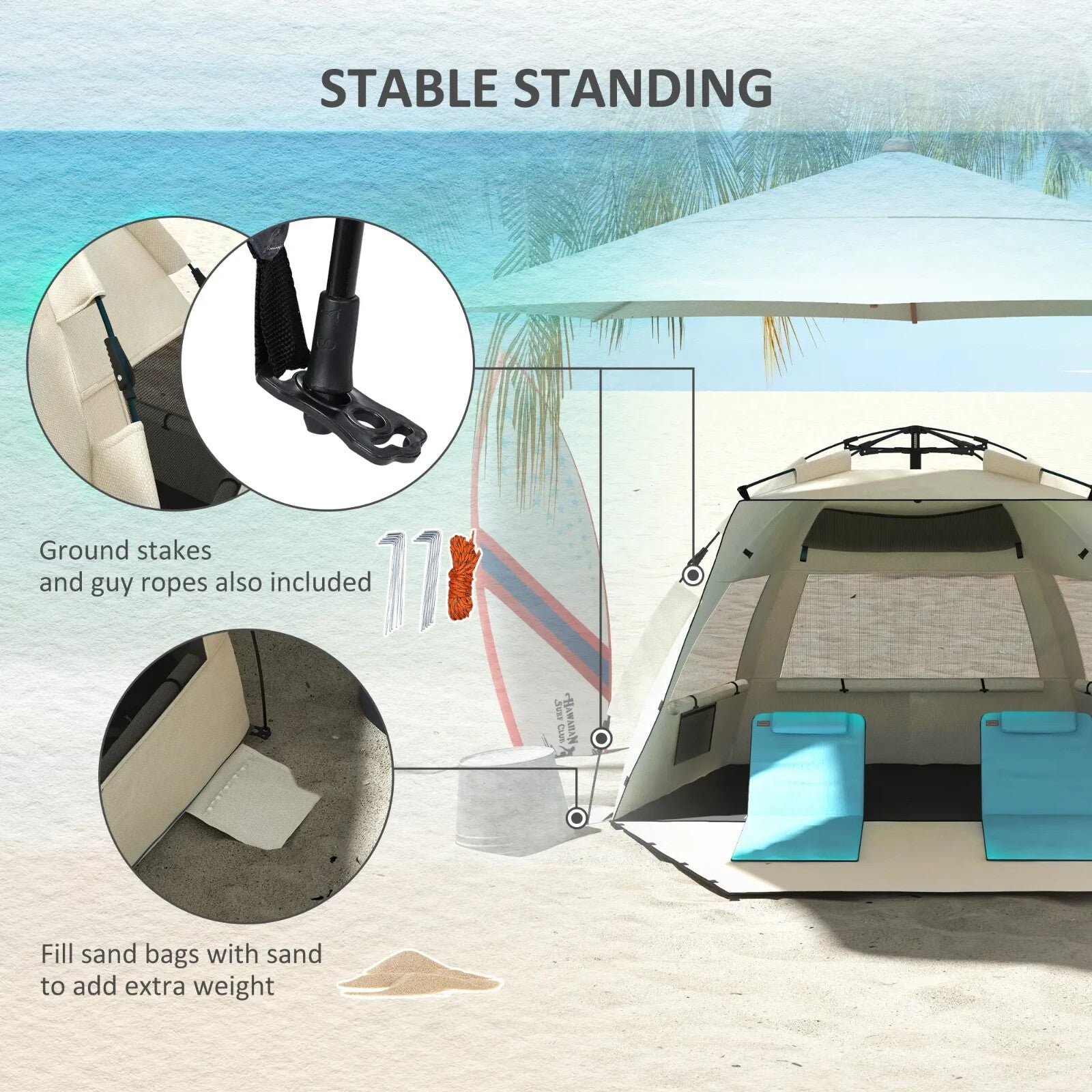 2 - 3 Person Pop Up Beach Tent Sun Shelter with Extended Floor Mesh and Carry Bag - Home and Garden Furniture Shop - rustic - furniture