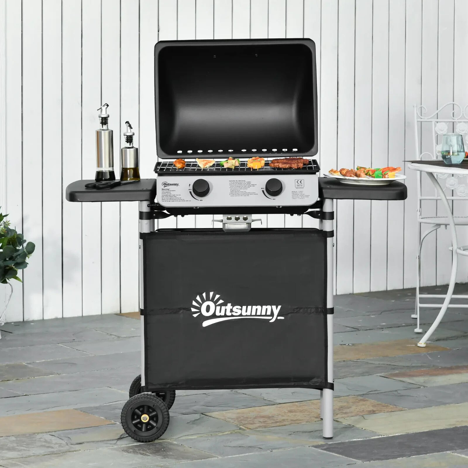 2 Burner Propane Gas BBQ Grill with 5.6kW Output and Side Shelves for Cooking - Home and Garden Furniture Shop - rustic - furniture