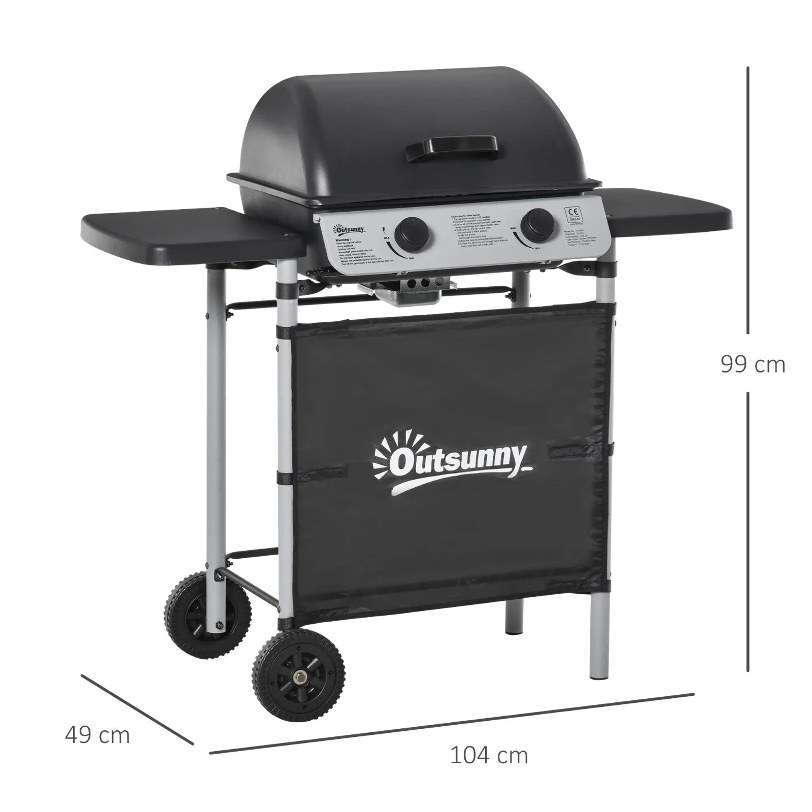 2 Burner Propane Gas BBQ Grill with 5.6kW Output and Side Shelves for Cooking - Home and Garden Furniture Shop - rustic - furniture