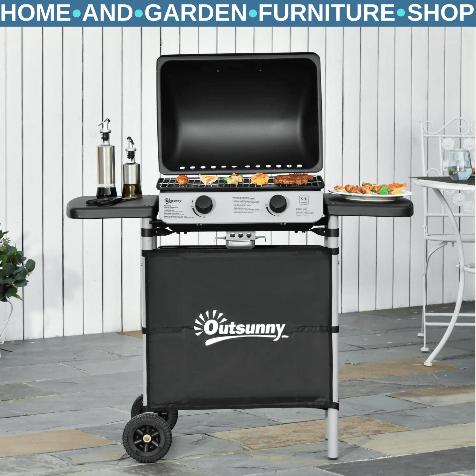 2 Burner Propane Gas BBQ Grill with 5.6kW Output and Side Shelves for Cooking - Home and Garden Furniture Shop - rustic - furniture