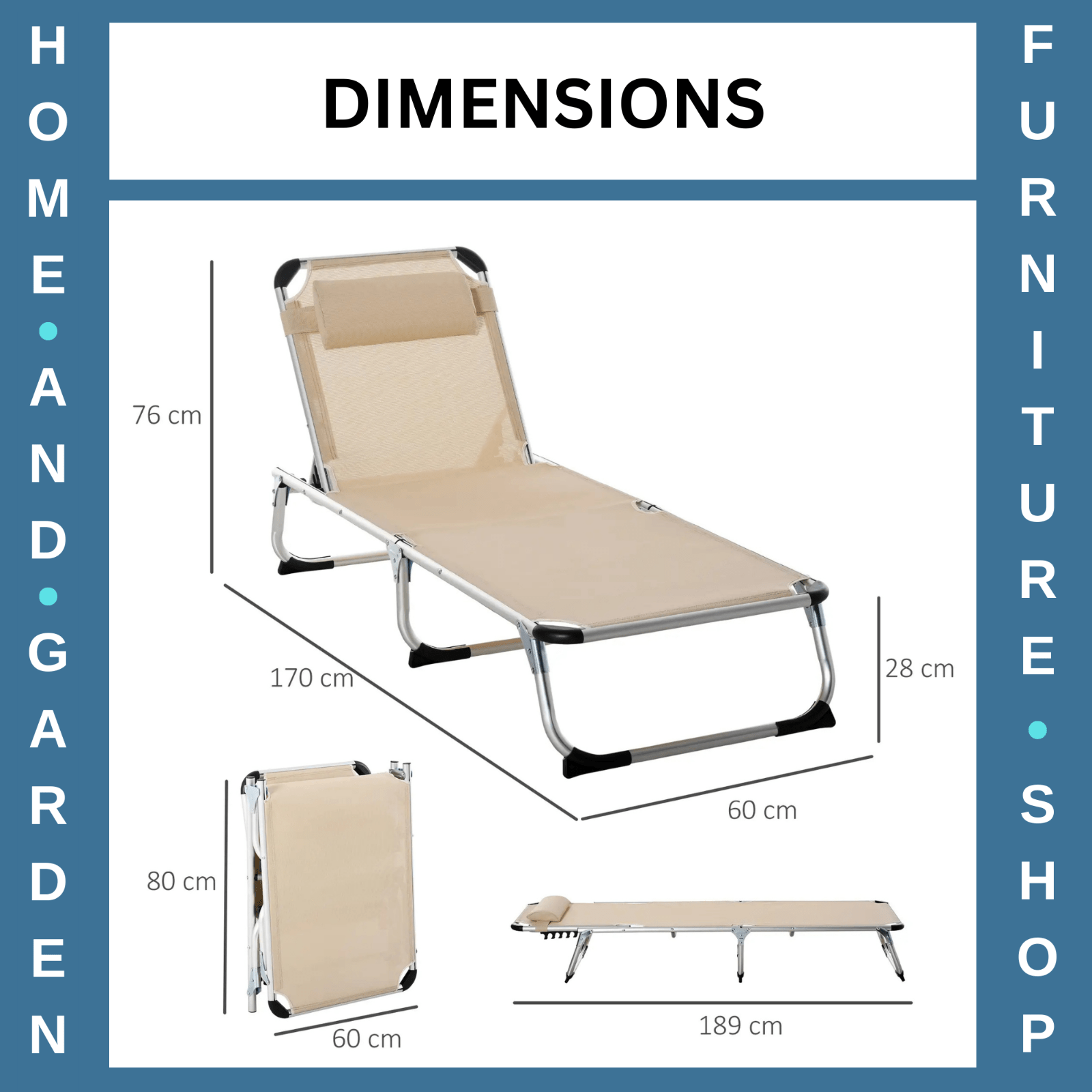 2 Foldable Sun Loungers with Pillow 5 Position Adjustable Reclining Garden Chair - Home and Garden Furniture Shop - rustic - furniture