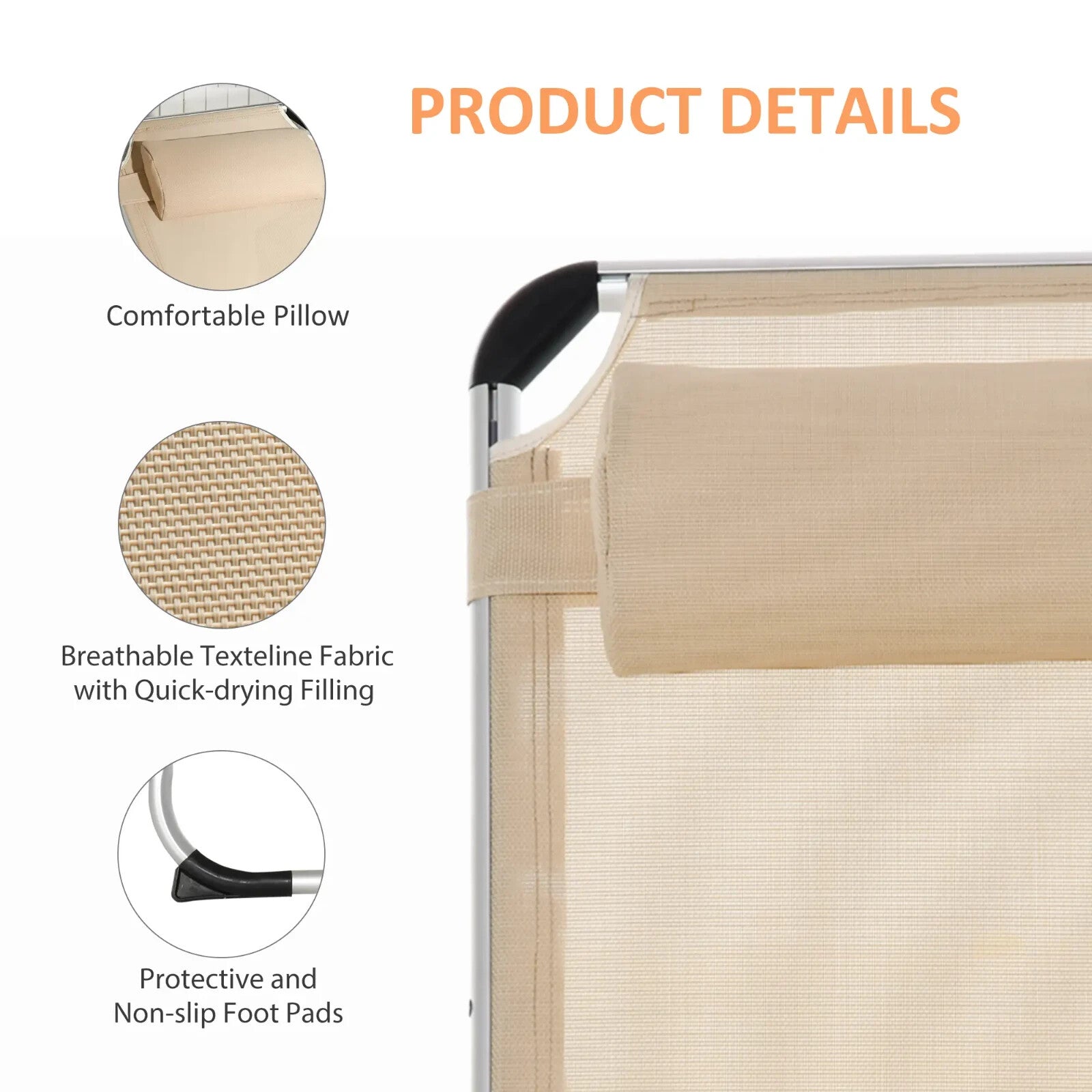 2 Foldable Sun Loungers with Pillow 5 Position Adjustable Reclining Garden Chair - Home and Garden Furniture Shop - rustic - furniture