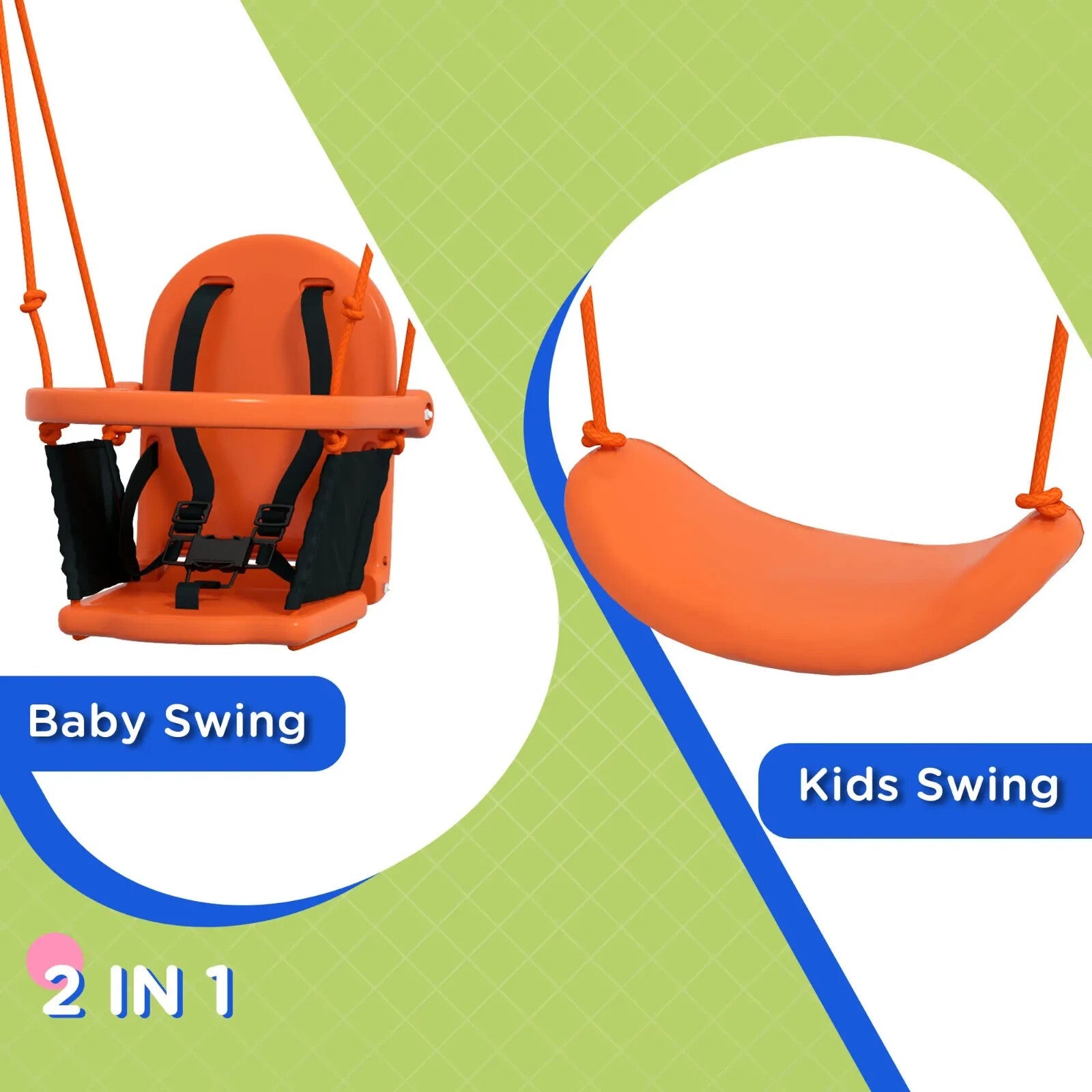 2 in 1 Baby Nursery Swing with Safety Belt Comfortable Seat and Metal for Kids - Home and Garden Furniture Shop - rustic - furniture