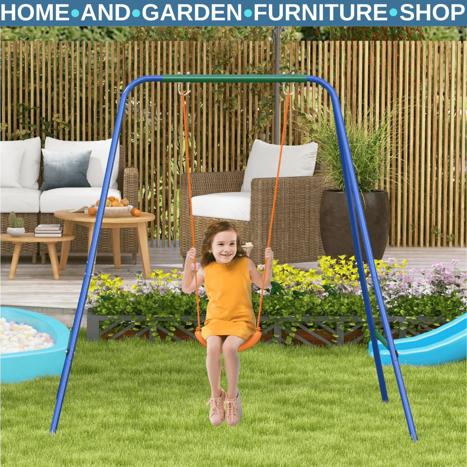 2 in 1 Baby Nursery Swing with Safety Belt Comfortable Seat and Metal for Kids - Home and Garden Furniture Shop - rustic - furniture