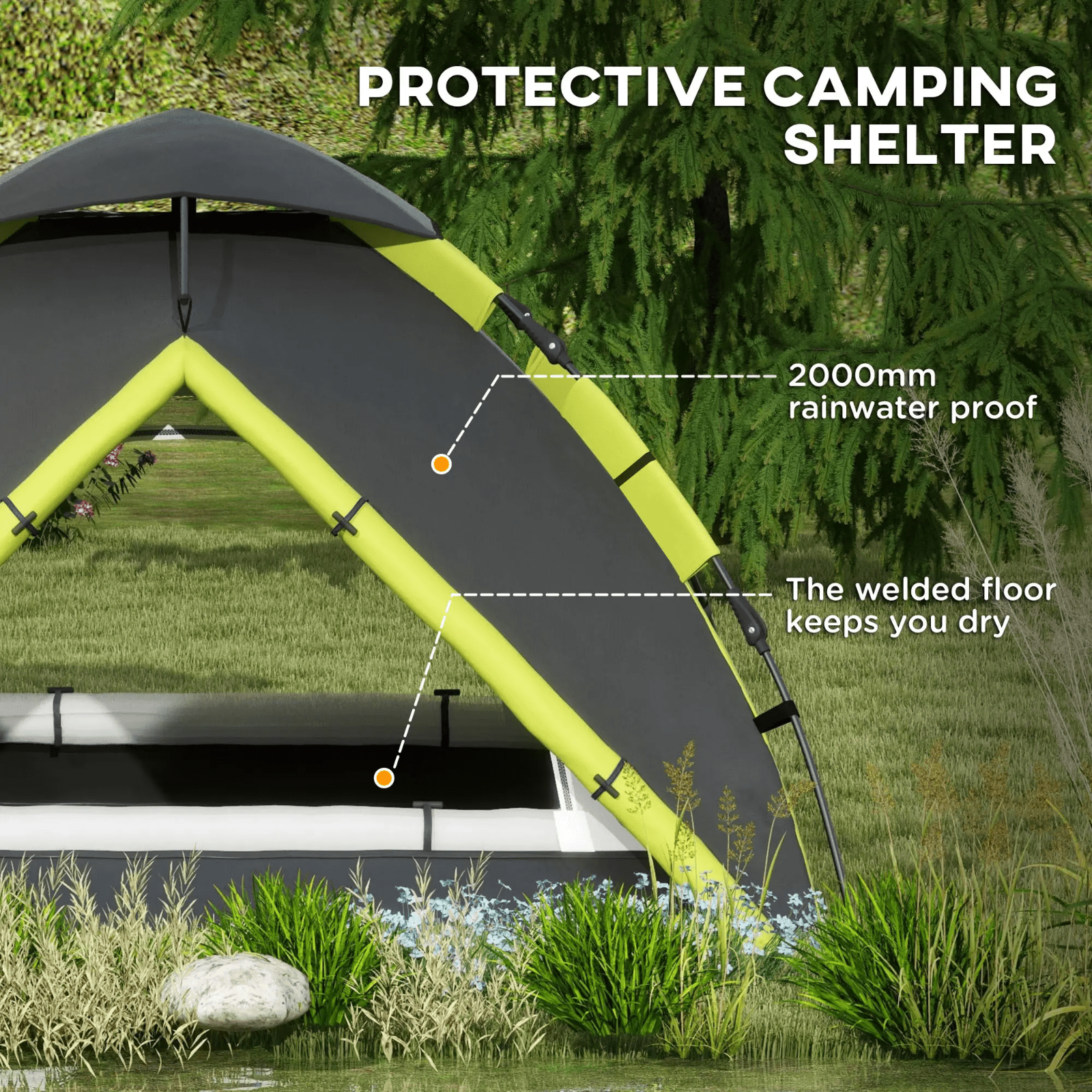 2 Man Camping Tent for Fishing Sewn in Groundsheet Mesh Windows Air Vents FOXDEN - Home and Garden Furniture Shop - rustic - furniture