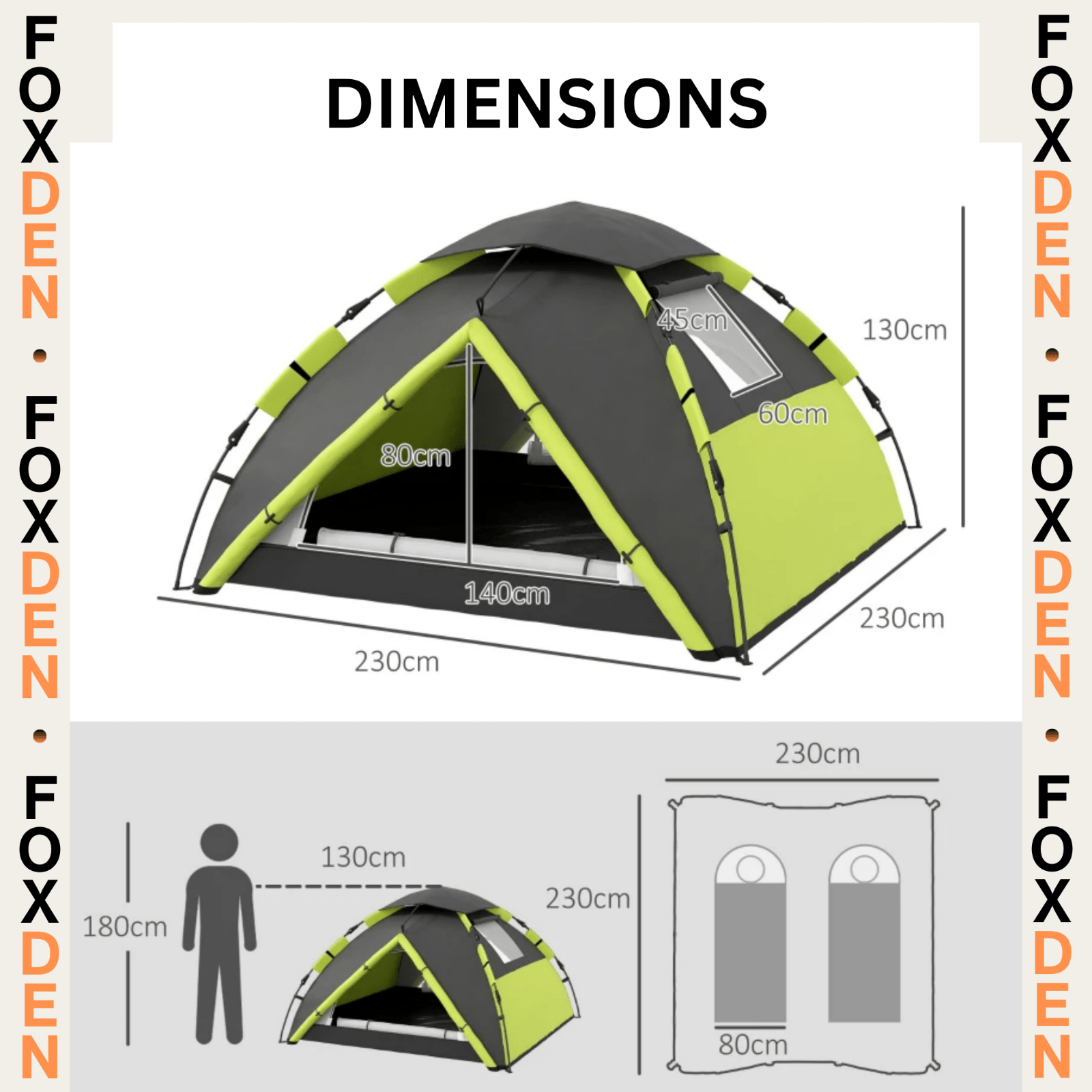 2 Man Camping Tent for Fishing Sewn in Groundsheet Mesh Windows Air Vents FOXDEN - Home and Garden Furniture Shop - rustic - furniture