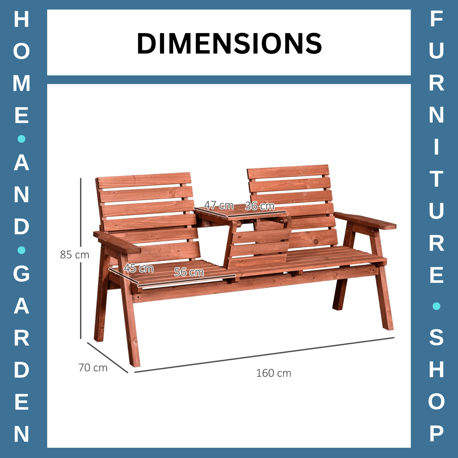 2 or 3 Seater Wooden Garden Bench Convertable Table w/ Armrests Patio Bench Seat - Home and Garden Furniture Shop - rustic - furniture