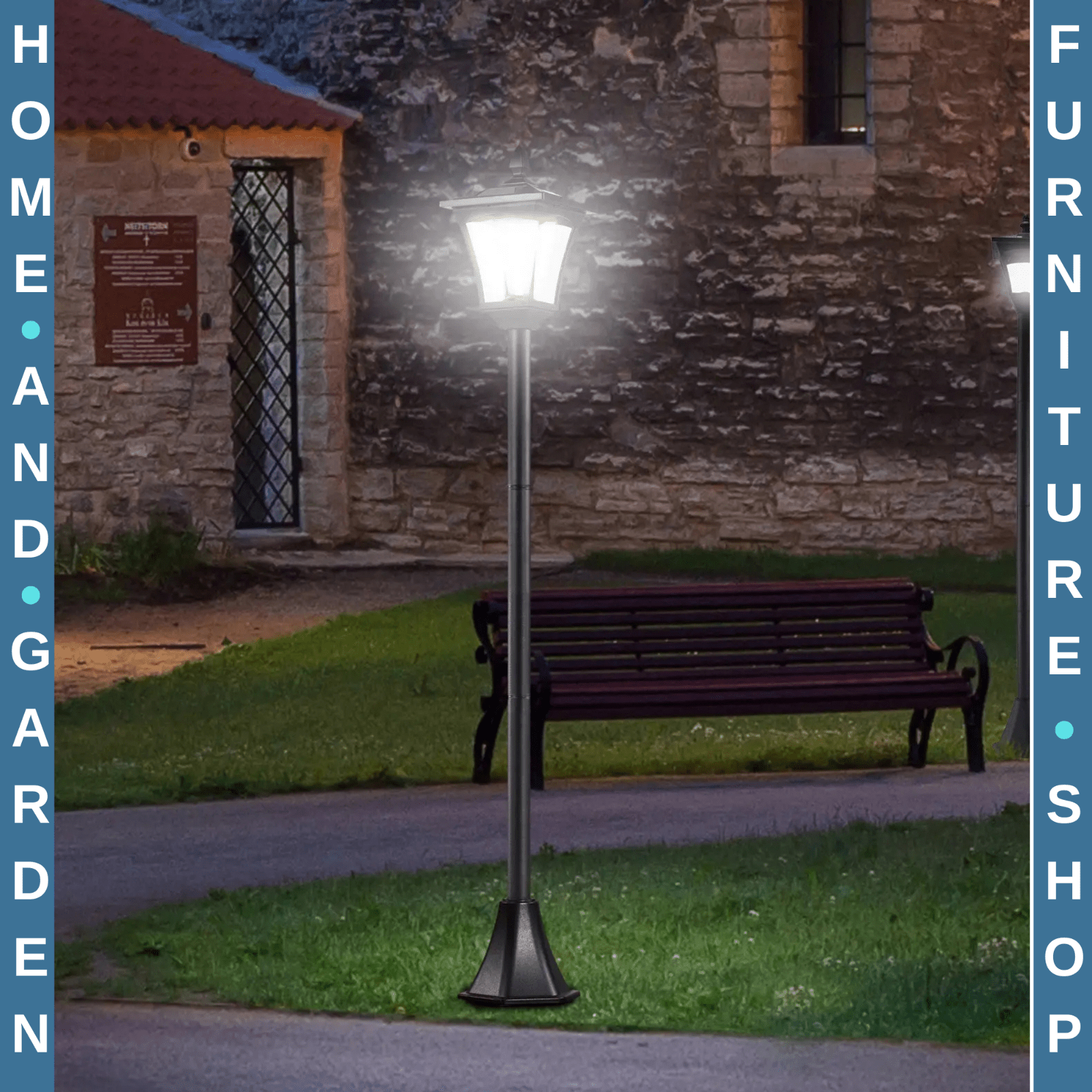 2 Pack Solar LED Post Lights Outdoor Garden Pathway Bollard Lamps 1.6m Tall - Home and Garden Furniture Shop - rustic - furniture