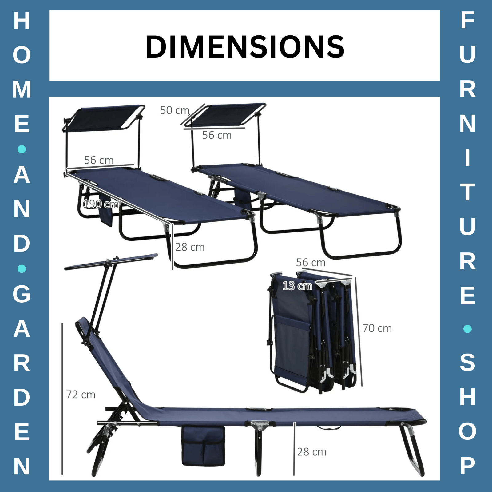 2 Pcs Folding Sun Loungers with Canopy Adjustable Recliner Chairs for Garden Use - Home and Garden Furniture Shop - rustic - furniture
