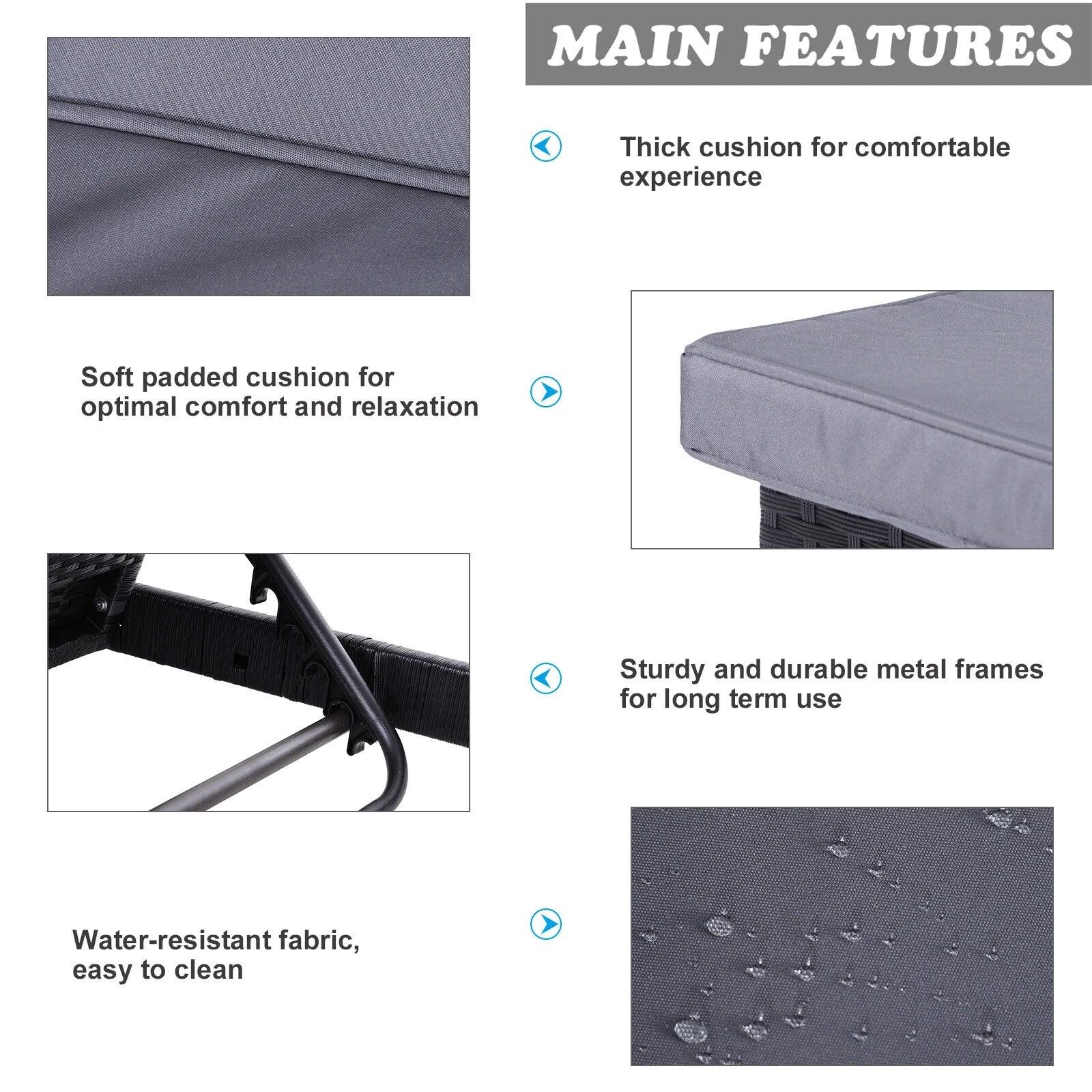 2 Person Rattan Double Sun Lounger Chair w/ Cushions & Adjustable Backrest Black - Home and Garden Furniture Shop - rustic - furniture