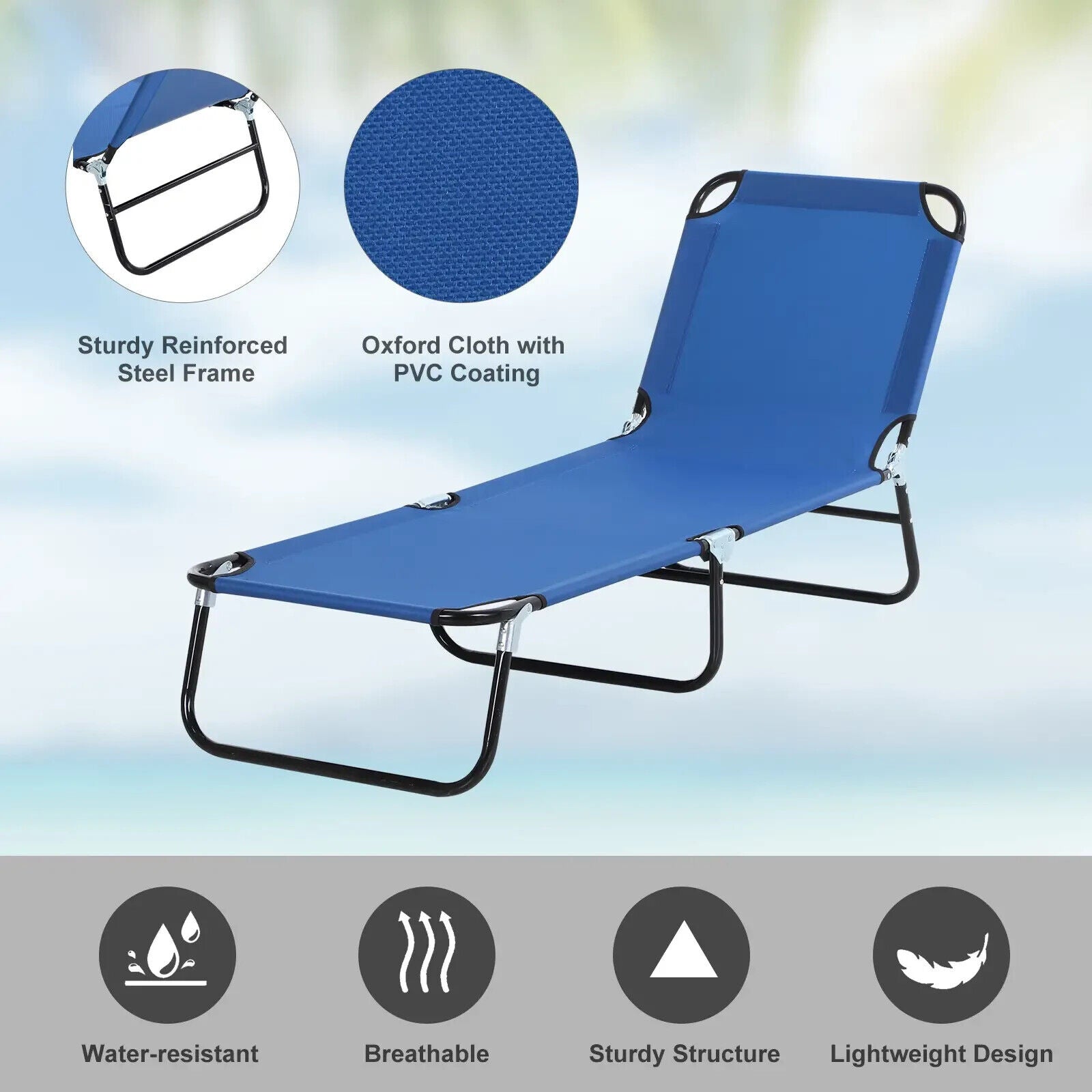 2 Piece Foldable Lounger Set With Adjustable Backrest Portable Recliner Chairs - Home and Garden Furniture Shop - #rustic - furniture#