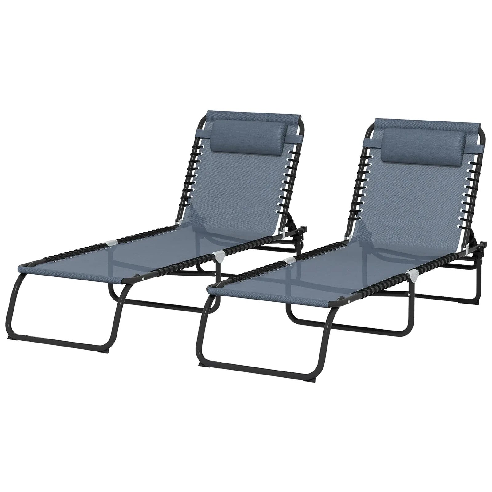 2 Piece Folding Sun Lounger Set with 4 Position Recliner Garden Camping Chairs - Home and Garden Furniture Shop - rustic - furniture