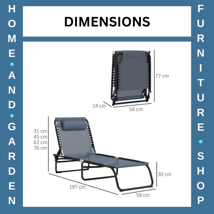 2 Piece Folding Sun Lounger Set with 4 Position Recliner Garden Camping Chairs - Home and Garden Furniture Shop - rustic - furniture