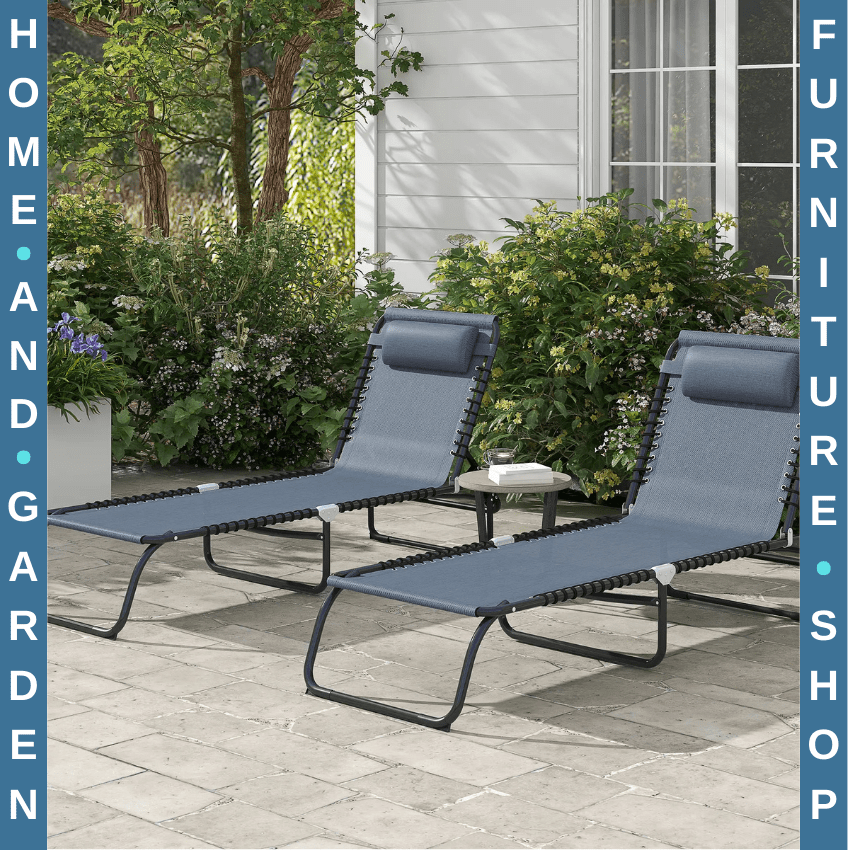 2 Piece Folding Sun Lounger Set with 4 Position Recliner Garden Camping Chairs - Home and Garden Furniture Shop - rustic - furniture