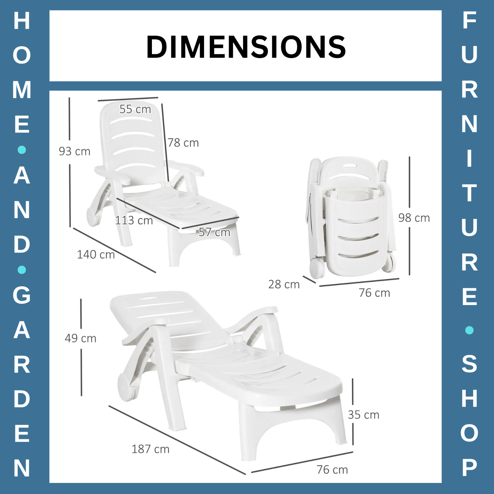 2 Piece Folding Sun Lounger Set with Wheels 5 Position Recliner Garden Chairs - Home and Garden Furniture Shop - rustic - furniture