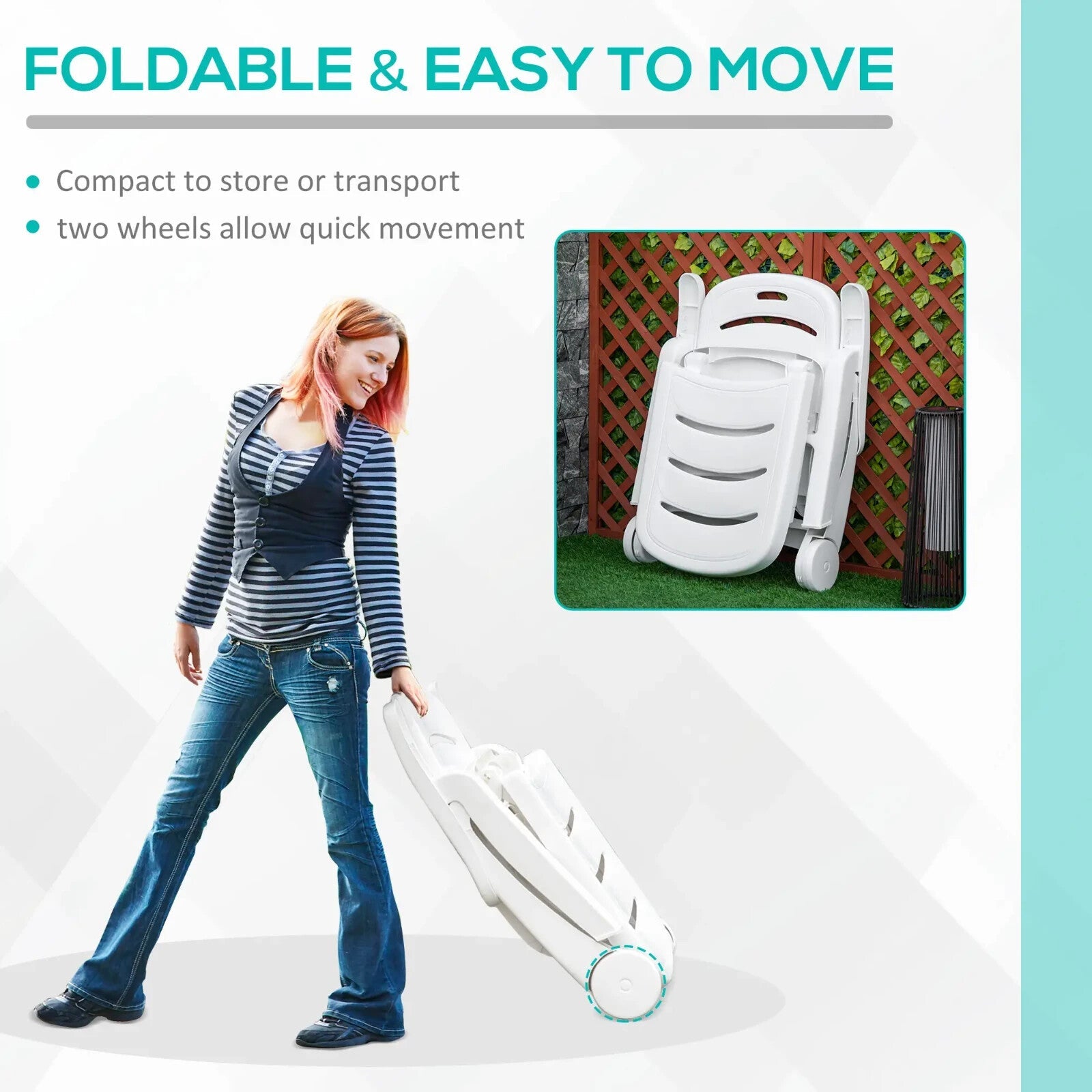 2 Piece Folding Sun Lounger Set with Wheels 5 Position Recliner Garden Chairs - Home and Garden Furniture Shop - rustic - furniture