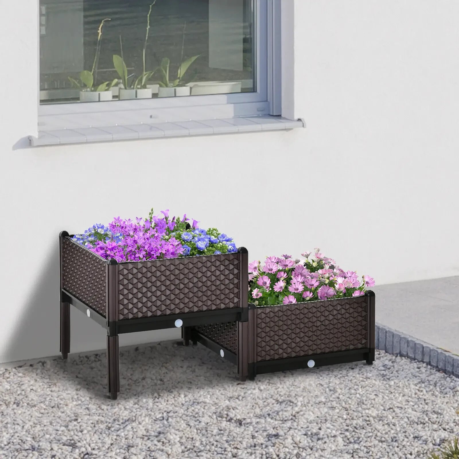 2 Piece Raised Garden Bed Planter Box Vegetable Planting Container for Outdoor - Home and Garden Furniture Shop - rustic - furniture