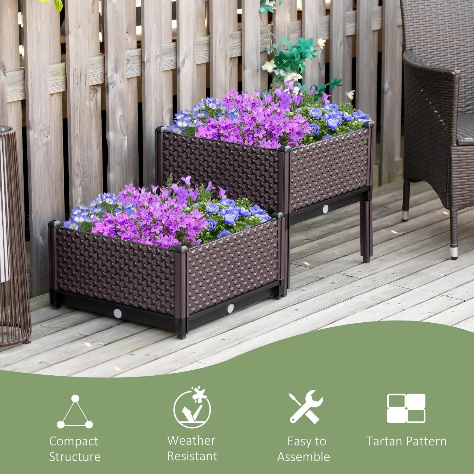 2 Piece Raised Garden Bed Planter Box Vegetable Planting Container for Outdoor - Home and Garden Furniture Shop - rustic - furniture