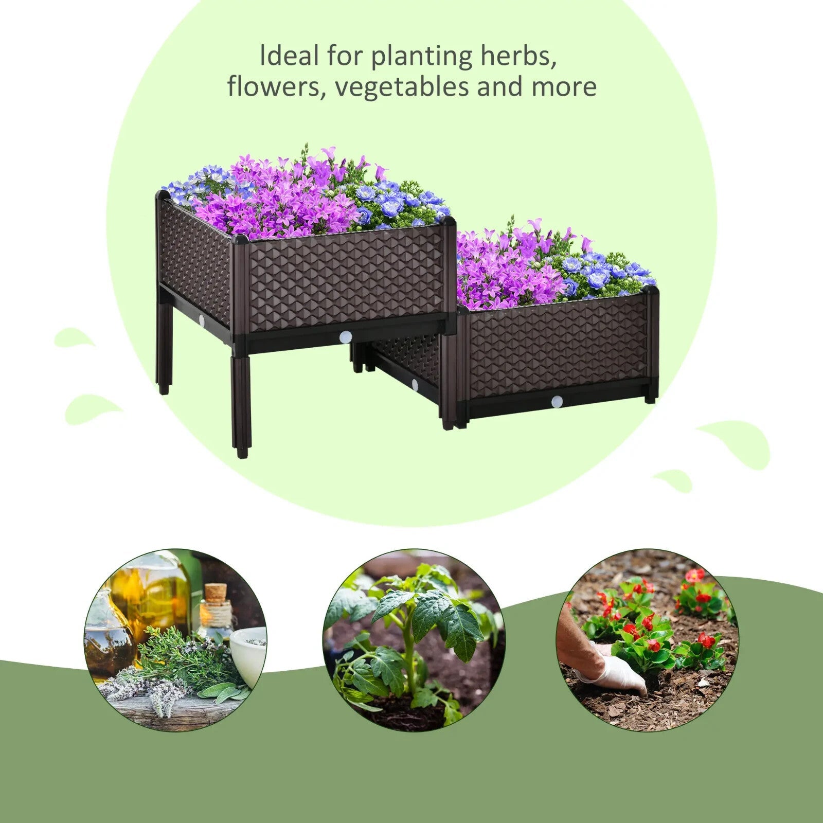 2 Piece Raised Garden Bed Planter Box Vegetable Planting Container for Outdoor - Home and Garden Furniture Shop - rustic - furniture
