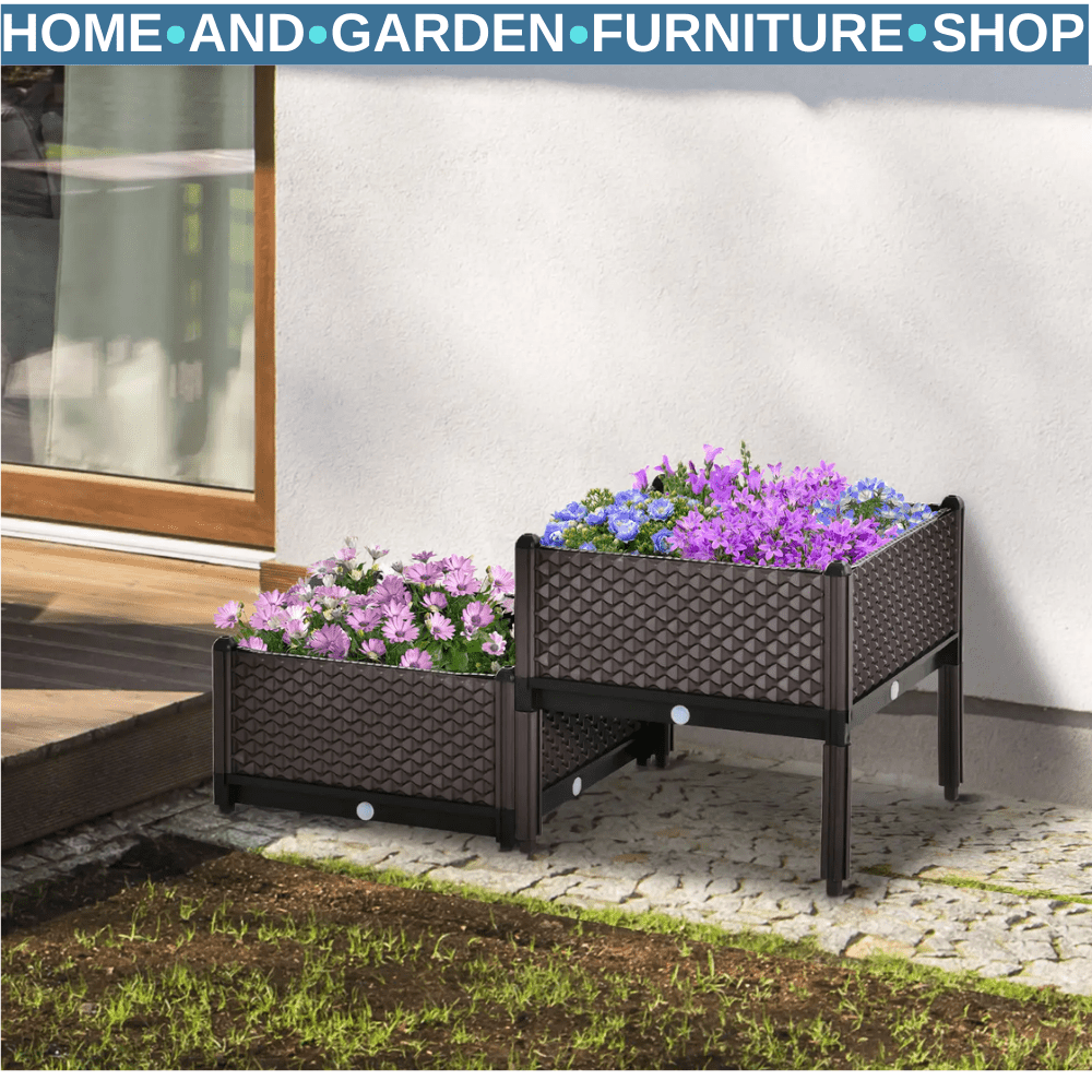 2 Piece Raised Garden Bed Planter Box Vegetable Planting Container for Outdoor - Home and Garden Furniture Shop - rustic - furniture