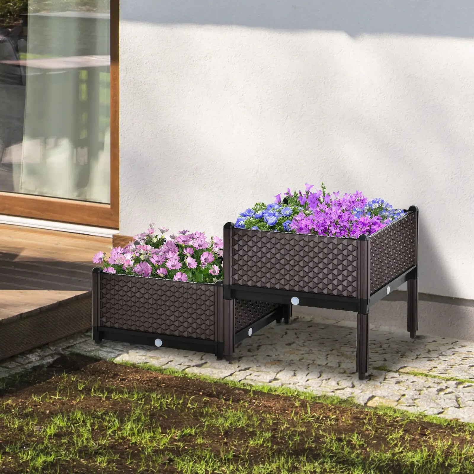 2 Piece Raised Garden Bed Planter Box Vegetable Planting Container for Outdoor - Home and Garden Furniture Shop - rustic - furniture