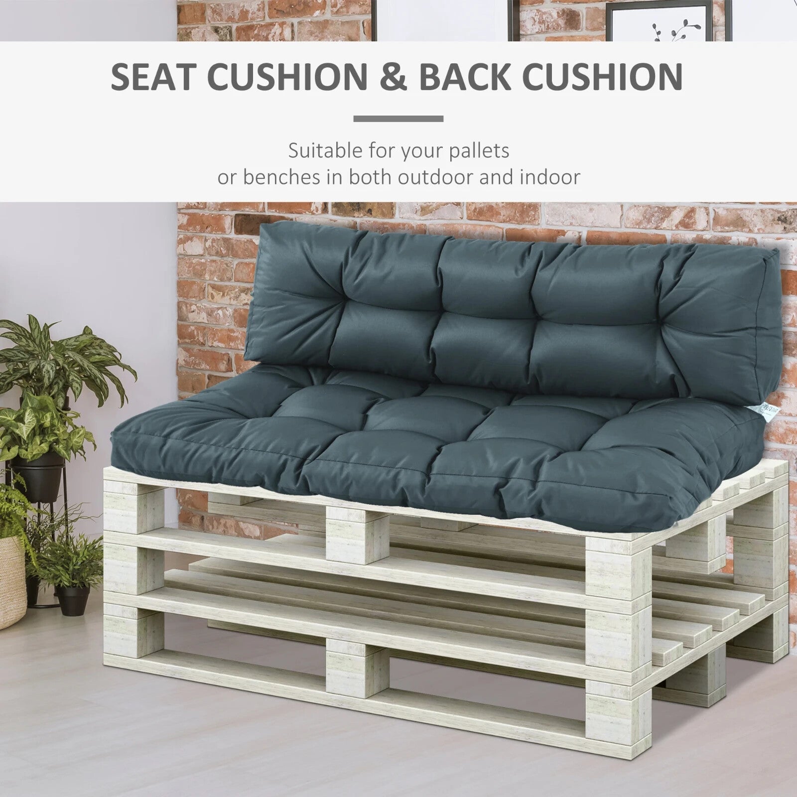 2 Piece Tufted Garden Pallet Cushion Set Seat and Back Pad for Indoor or Outdoor - Home and Garden Furniture Shop - rustic - furniture