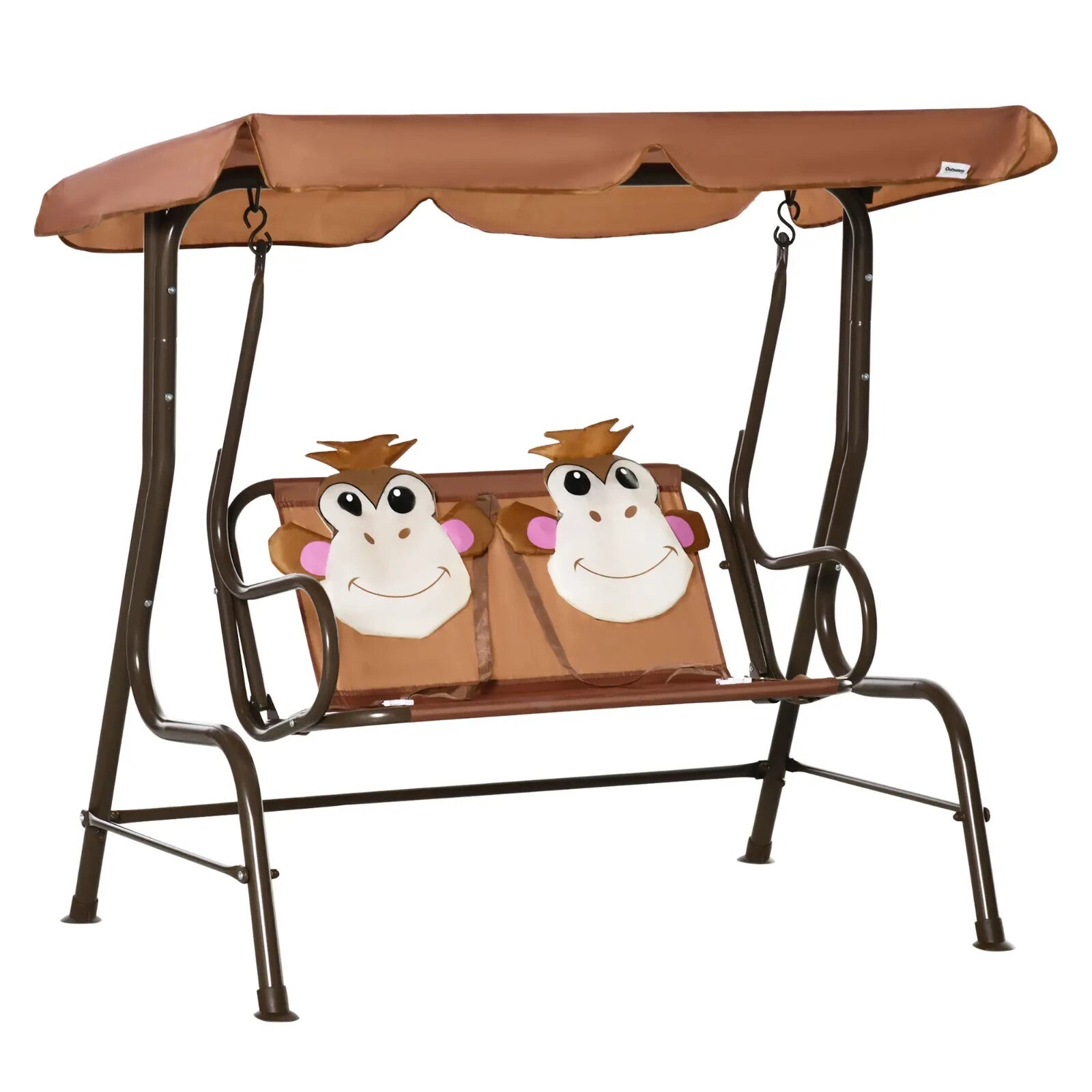 2 - Seat Kids Canopy Swing Chair with Adjustable Awning & Seat Belt Monkey Pattern - Home and Garden Furniture Shop - rustic - furniture