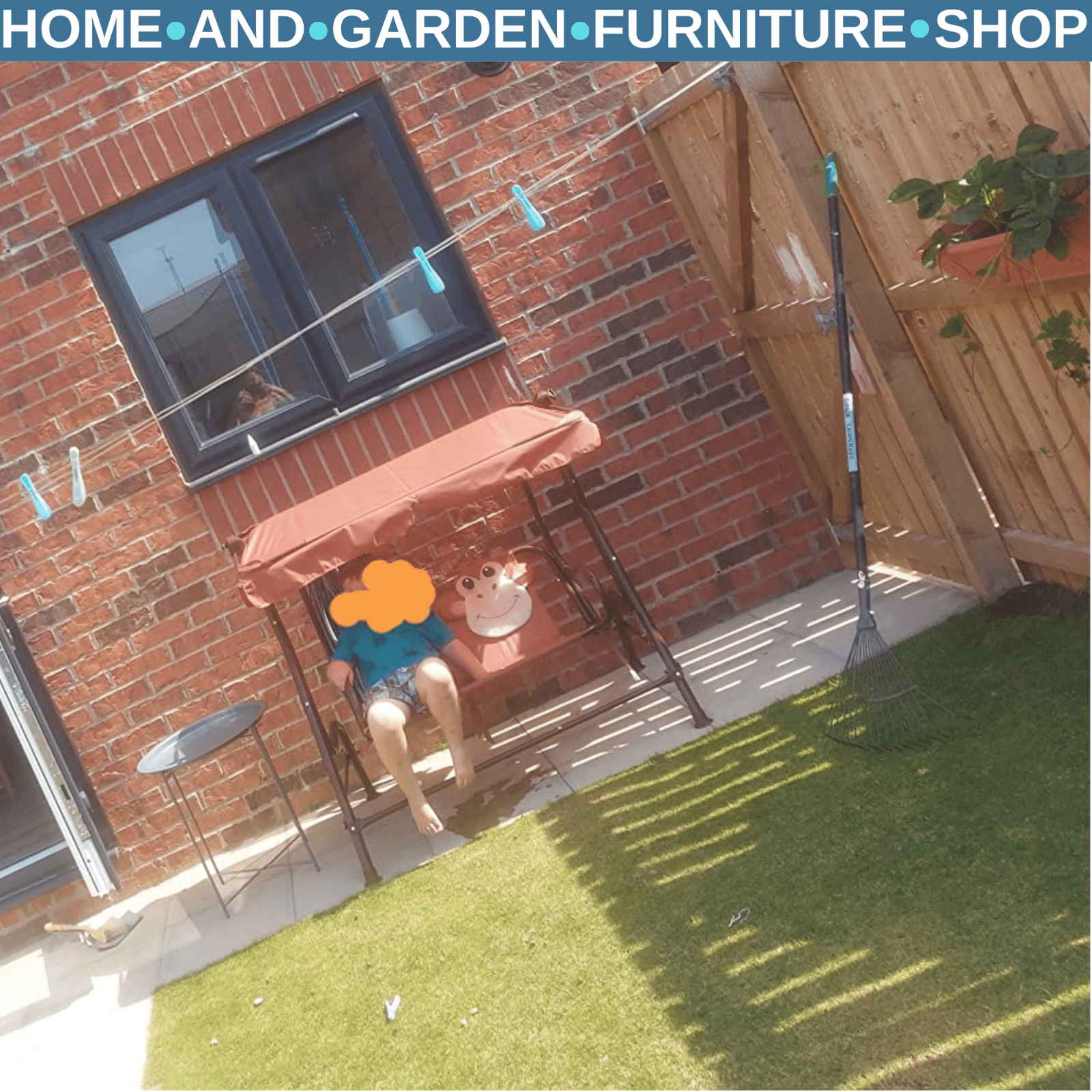 2 - Seat Kids Canopy Swing Chair with Adjustable Awning & Seat Belt Monkey Pattern - Home and Garden Furniture Shop - rustic - furniture