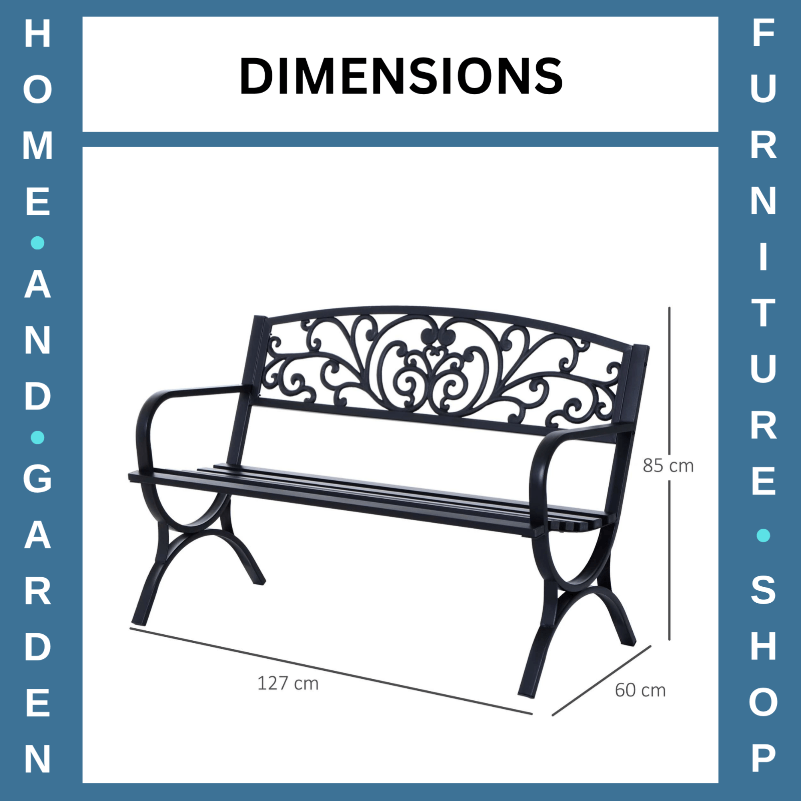 2 Seater Black Metal Garden Bench Seat Outdoor Seating Chair Patio Furniture New - Home and Garden Furniture Shop - rustic - furniture