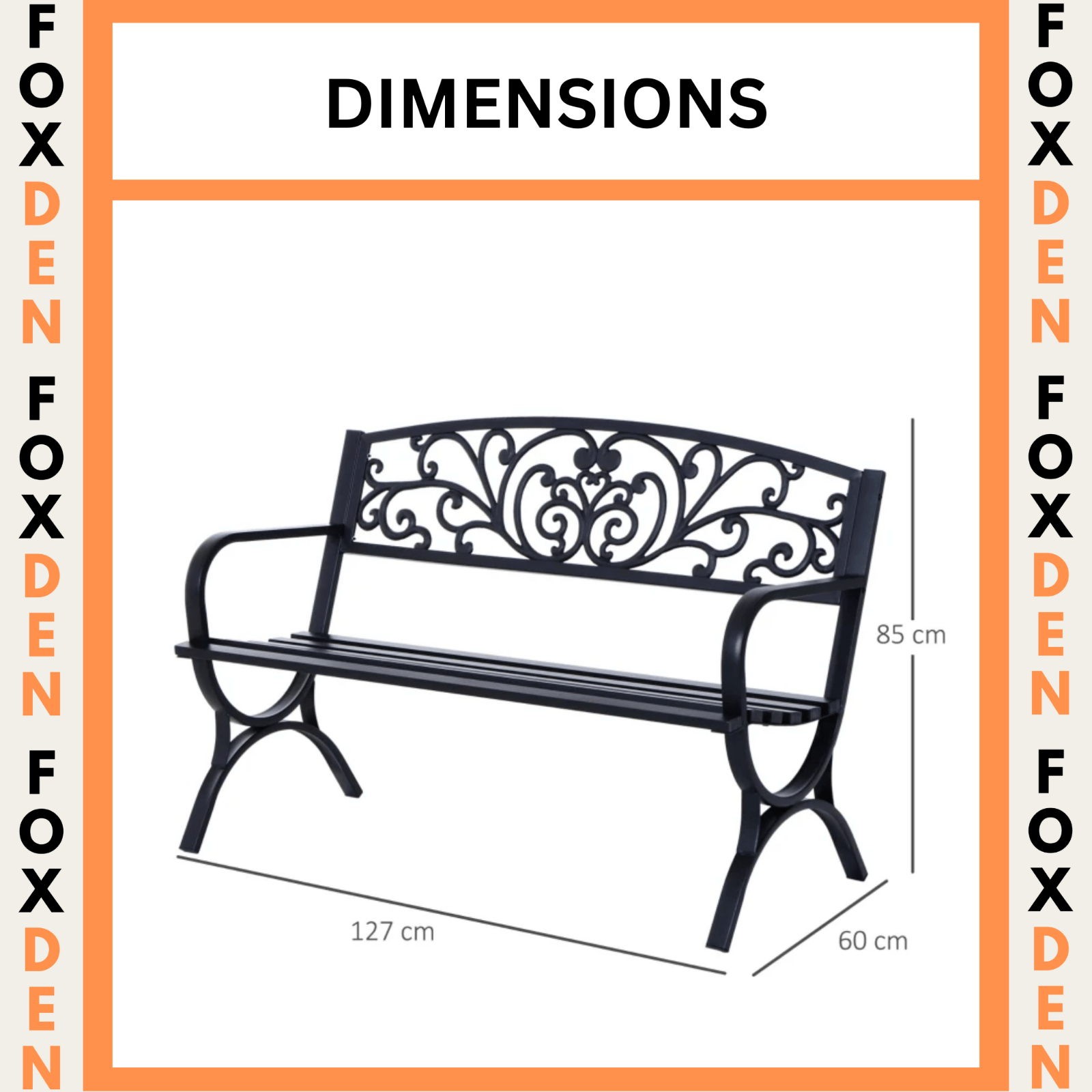 2 Seater Black Metal Garden Bench Seat Outdoor Seating Chair Patio Furniture New - Home and Garden Furniture Shop - rustic - furniture