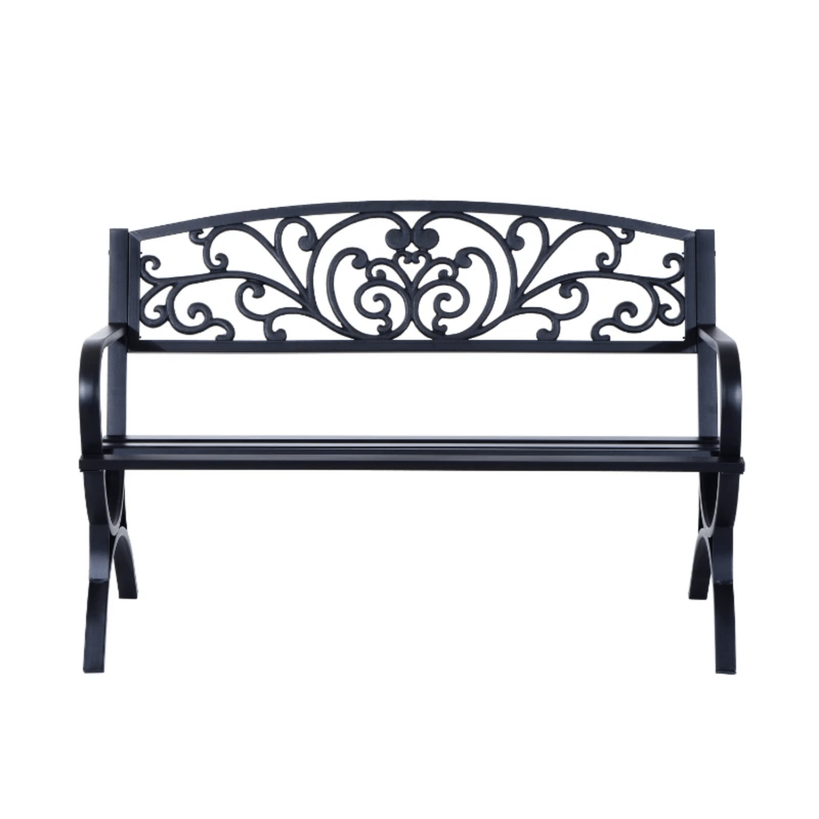 2 Seater Black Metal Garden Bench Seat Outdoor Seating Chair Patio Furniture New - Home and Garden Furniture Shop - rustic - furniture