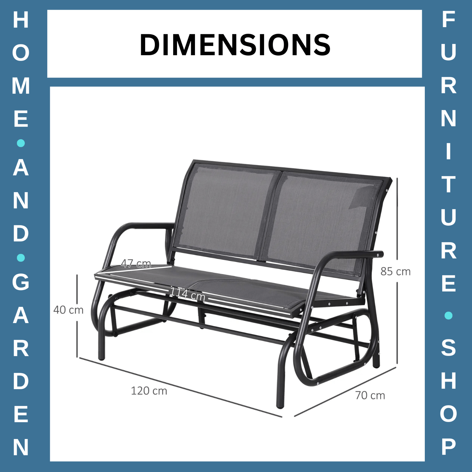 2 Seater Garden Glider Bench Patio Swing Chair with Powder Coated Steel Frame - Home and Garden Furniture Shop - #rustic - furniture#