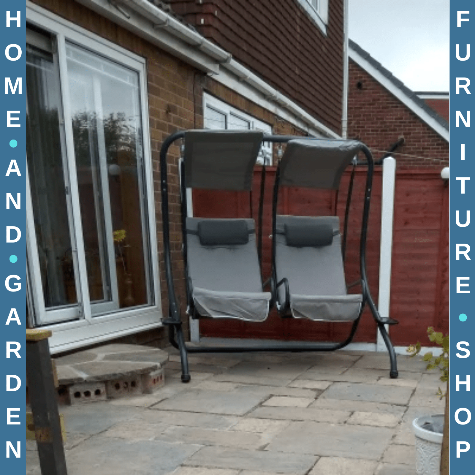 2 Seater Garden Swing Chair with Canopy and Handrails Lounger with Separate Seat - Home and Garden Furniture Shop - rustic - furniture