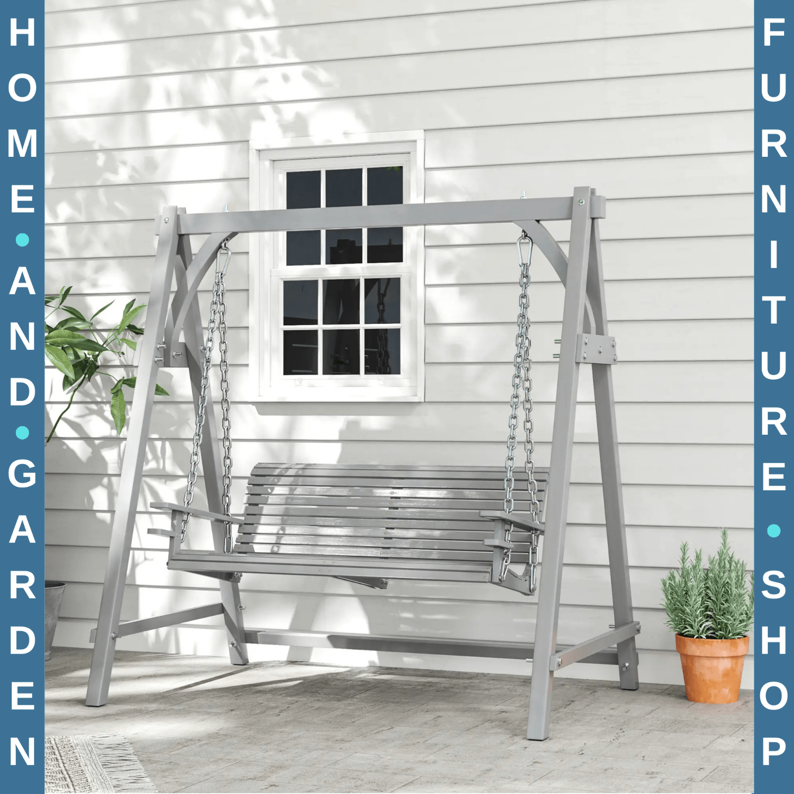 2 Seater Garden Swing Seat Larch Wood Hammock Bench Lounger Outdoor Chair - Home and Garden Furniture Shop - rustic - furniture