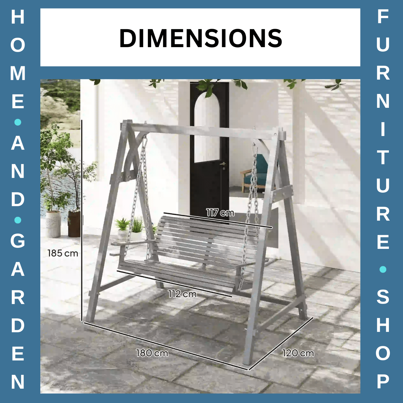 2 Seater Garden Swing Seat Larch Wood Hammock Bench Lounger Outdoor Chair - Home and Garden Furniture Shop - rustic - furniture