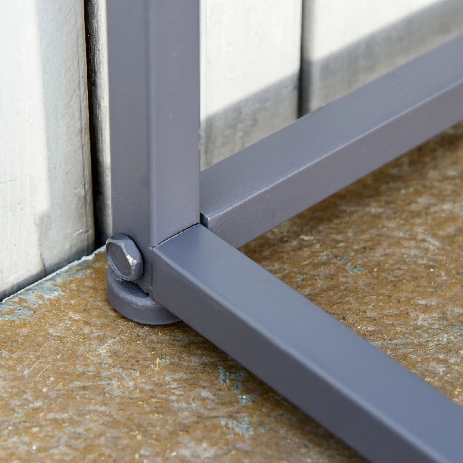 2 Seater Metal Garden Bench Steel Patio Chair Slat Design Backyard Porch Grey - Home and Garden Furniture Shop - rustic - furniture