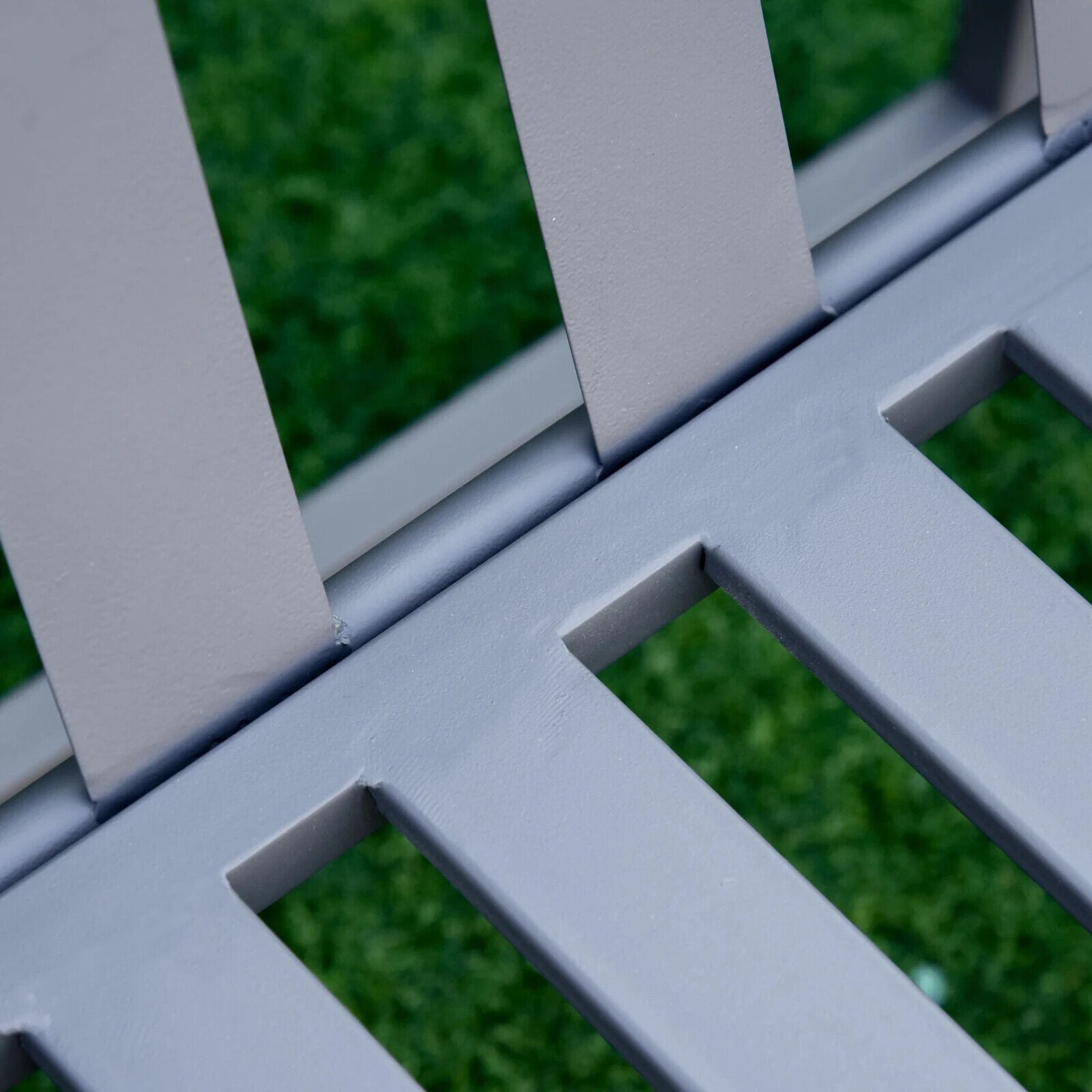 2 Seater Metal Garden Bench Steel Patio Chair Slat Design Backyard Porch Grey - Home and Garden Furniture Shop - #rustic - furniture#