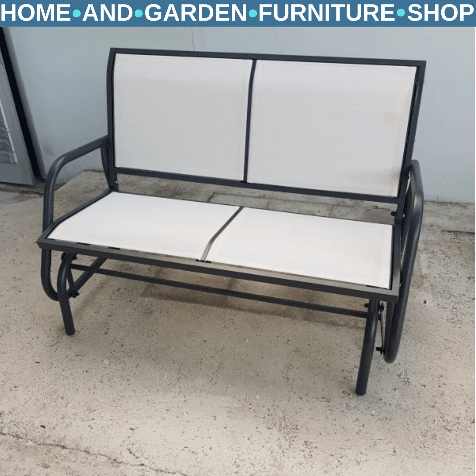 2 Seater Outdoor Glider Bench Double Swing Chair with Powder Coated Steel Frame - Home and Garden Furniture Shop - rustic - furniture